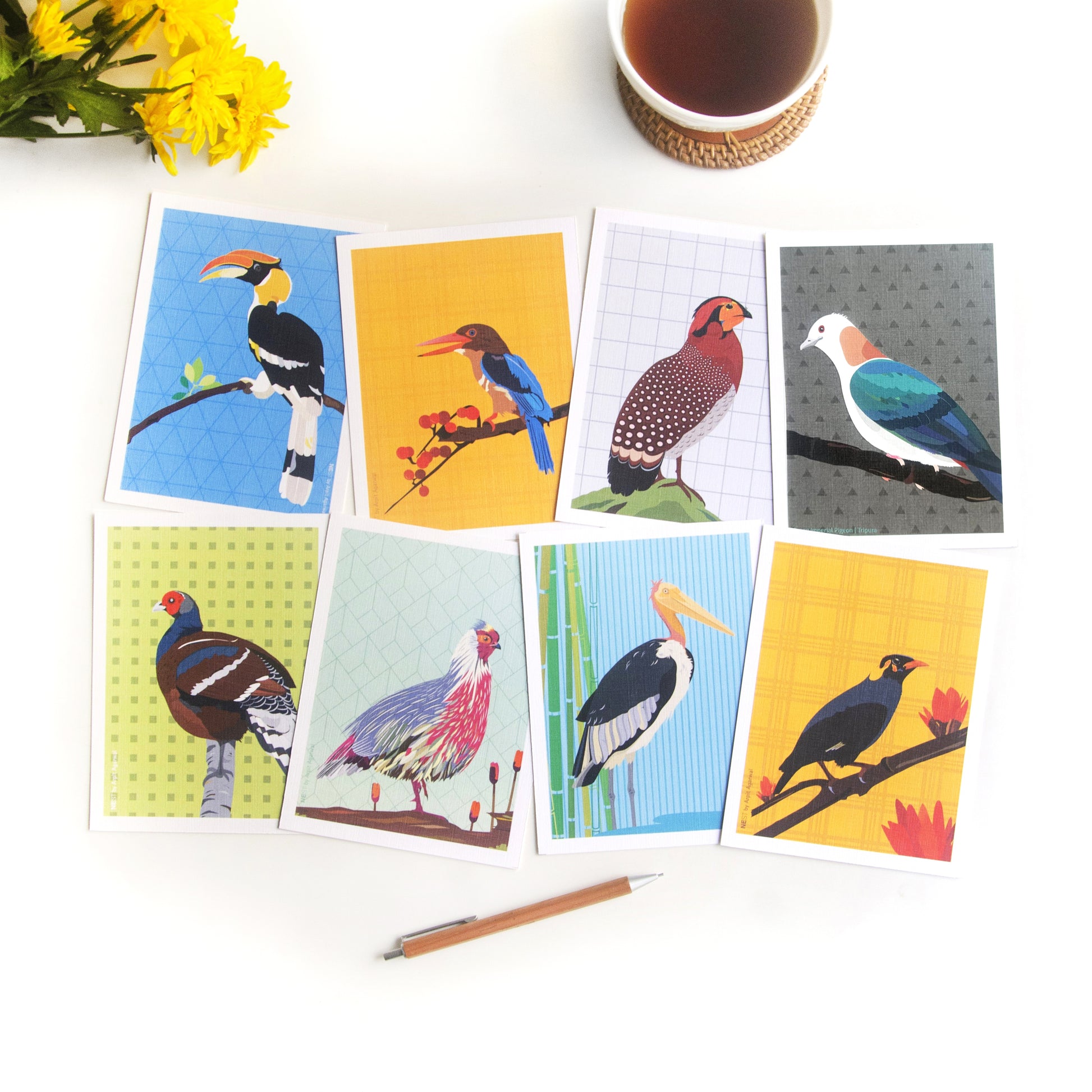North-East Birds Collection Postcards - Set of 8 - NEST by Arpit Agarwal
