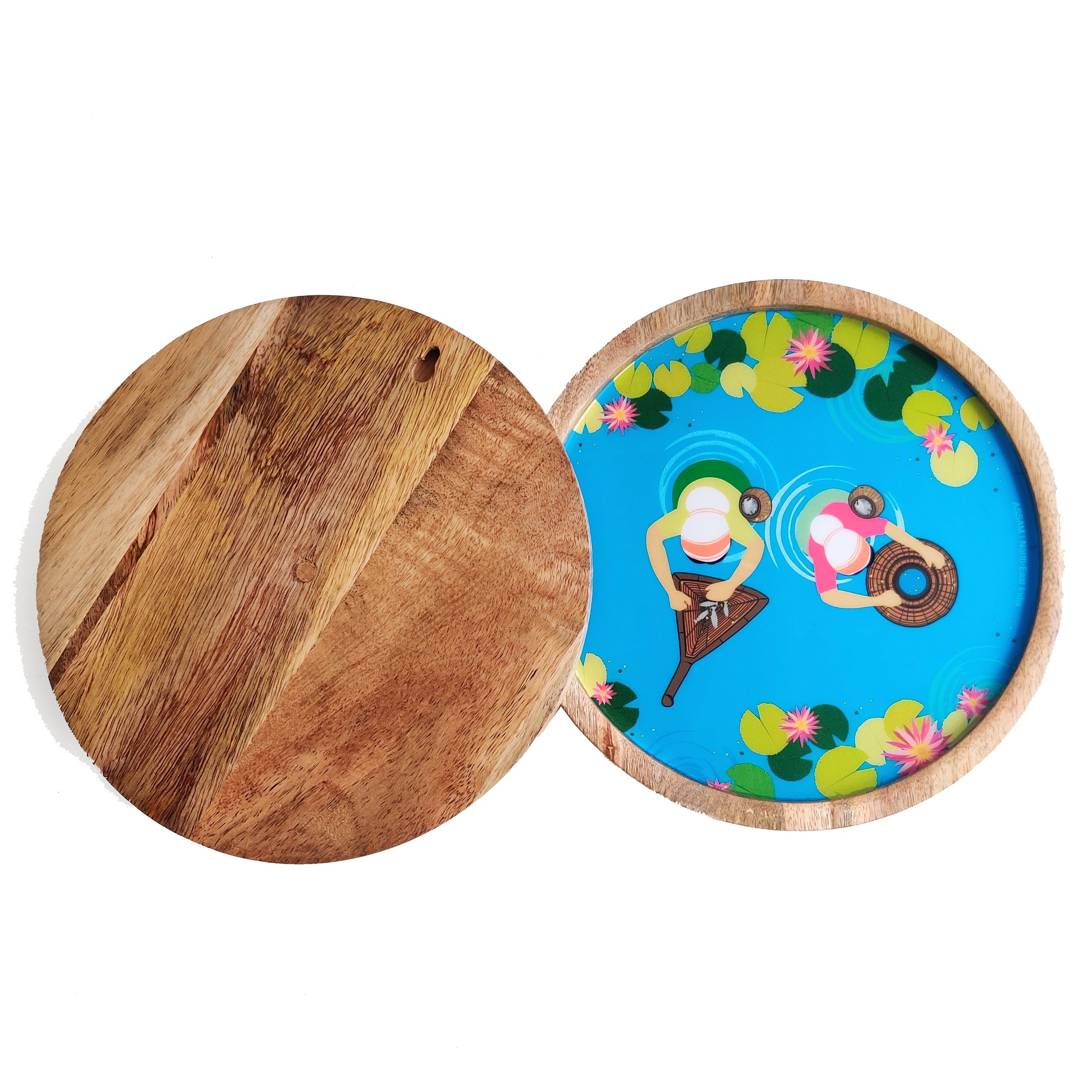 Fishing Women of Assam Wooden Wall Decor Plate