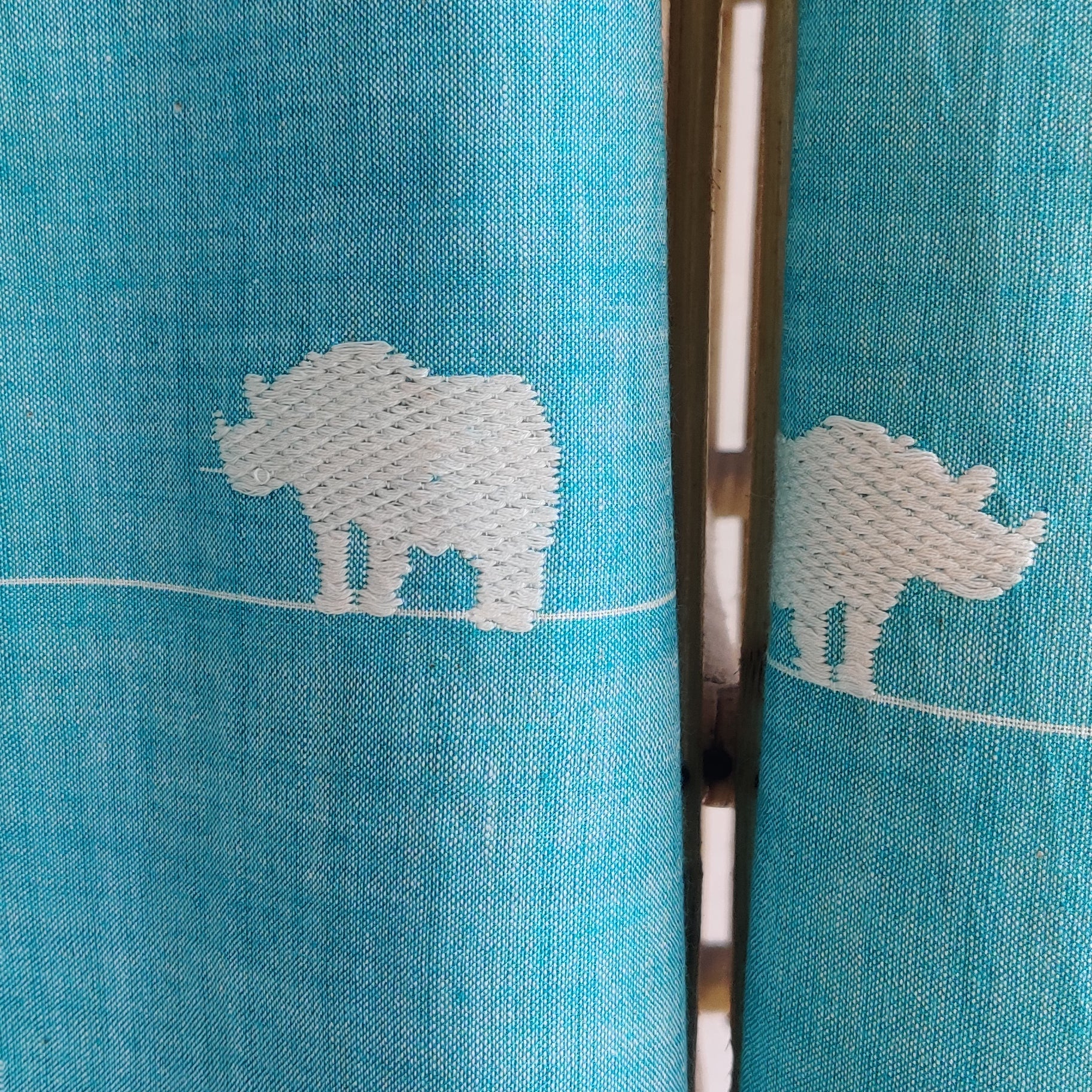 Teal Rhino Pattern Cotton Stole
