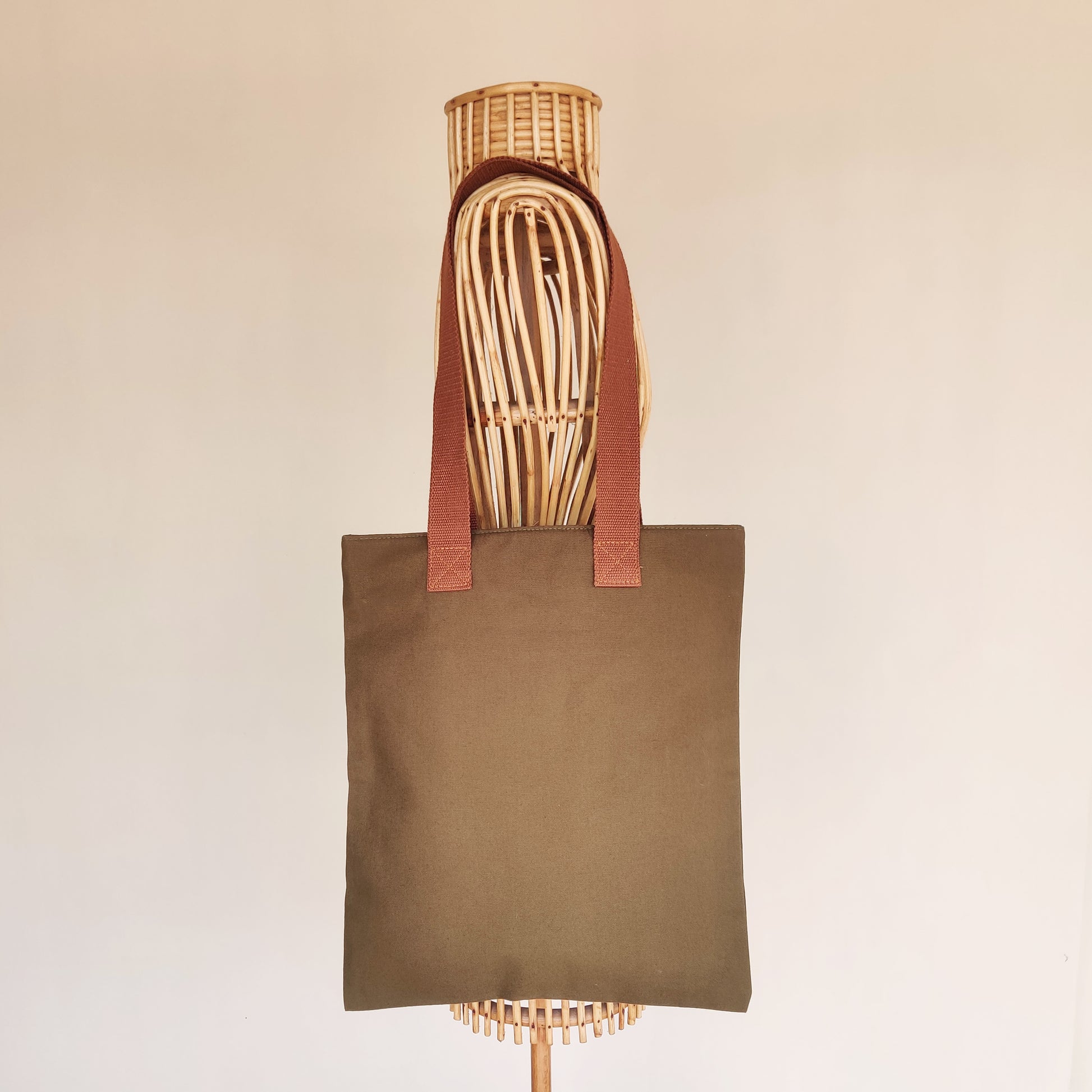 Assam Rhino Olive Canvas Tote Bag