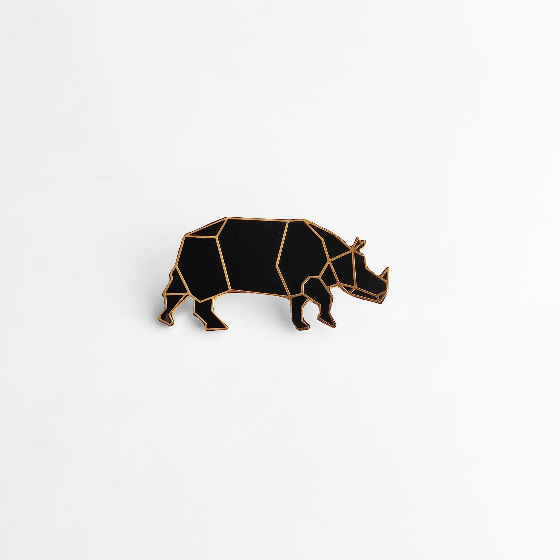 Assam Rhino Lapel Pin - Black