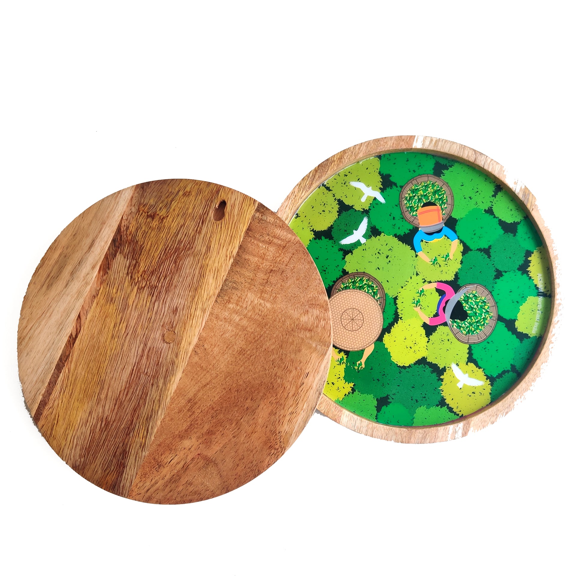 Women in the Tea Garden Wooden Wall Decor Plate