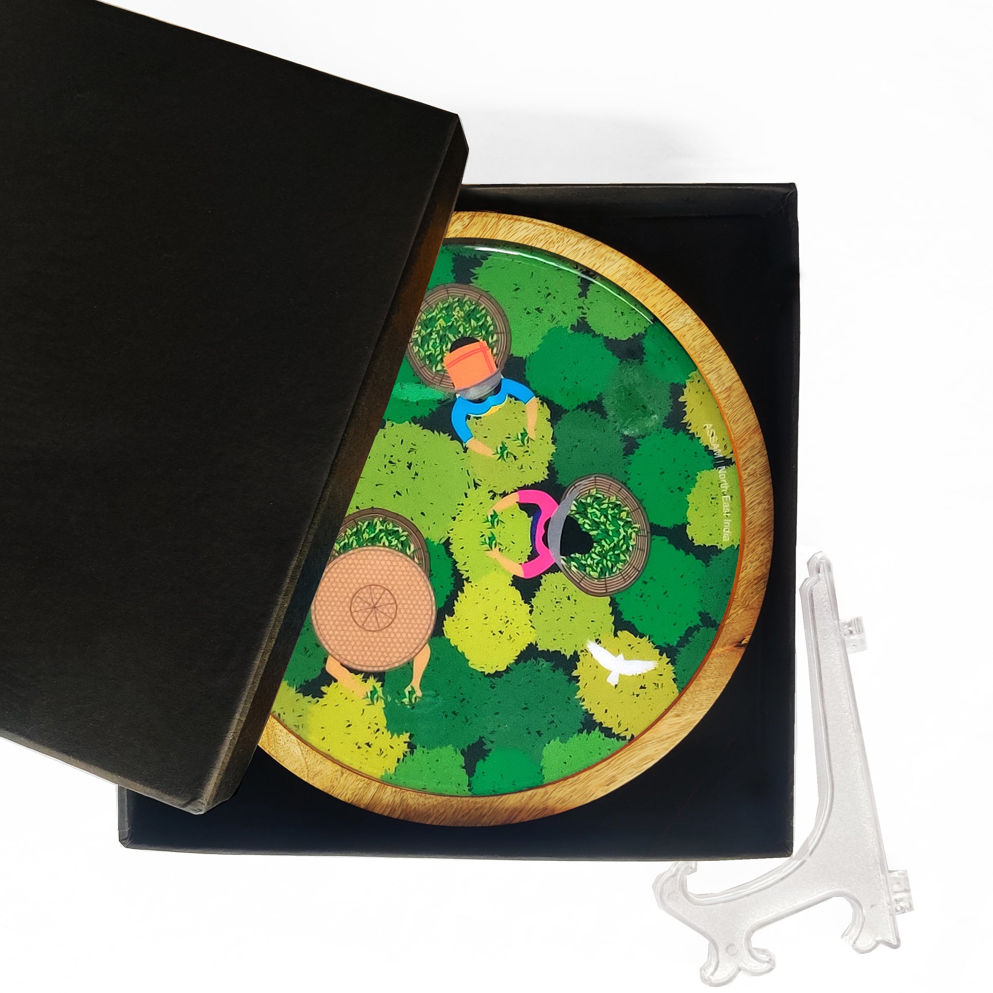 Women in the Tea Garden Wooden Wall Decor Plate
