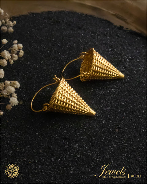 khoh basket gold plated earrings