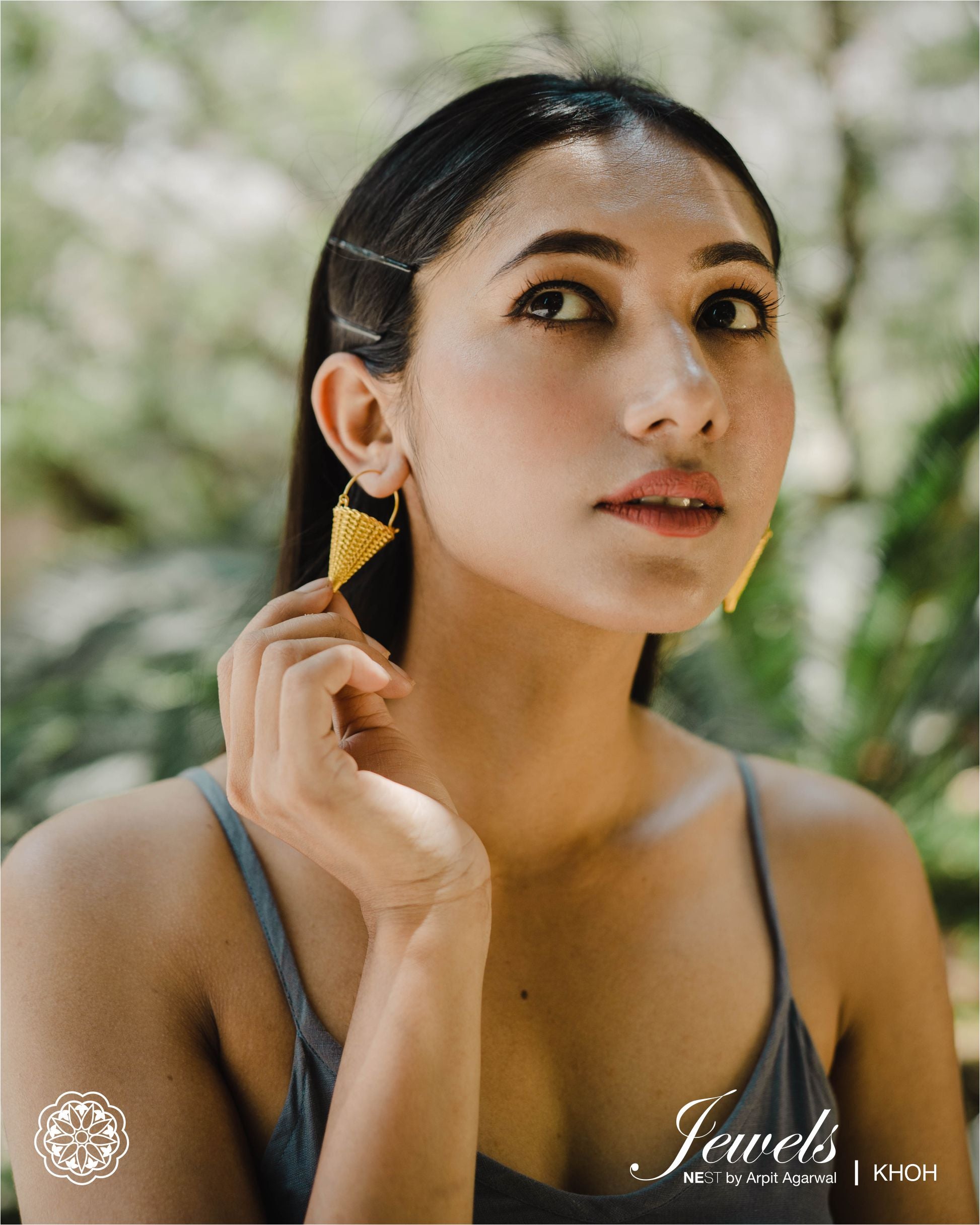 Bamboo basket inspired earrings