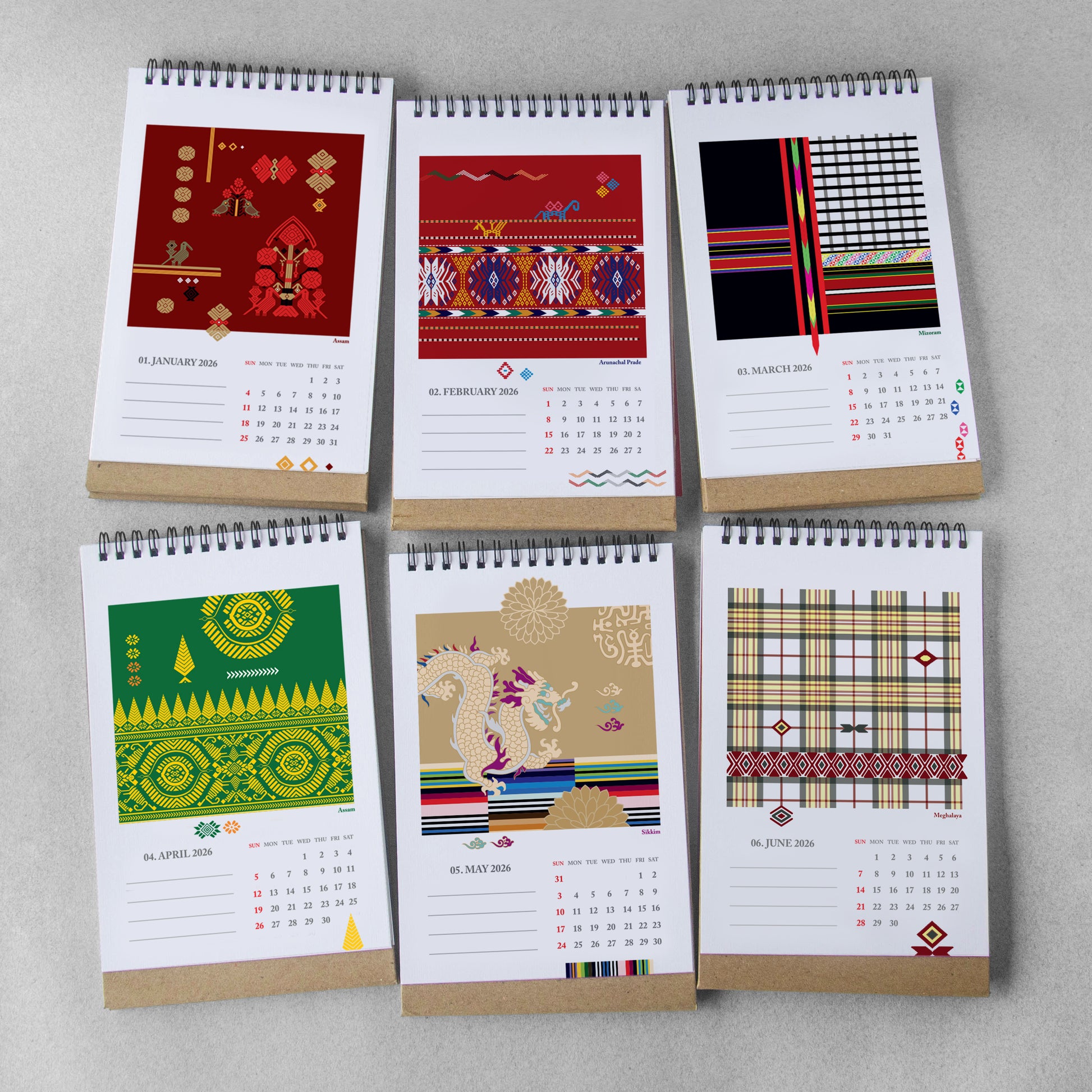 Textiles of North-East India 2026 Desk Calendar