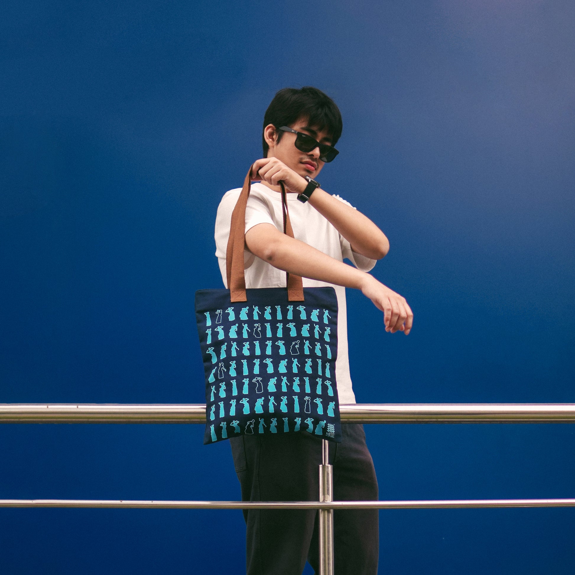 Assam Bihu Navy Blue Canvas Tote Bag