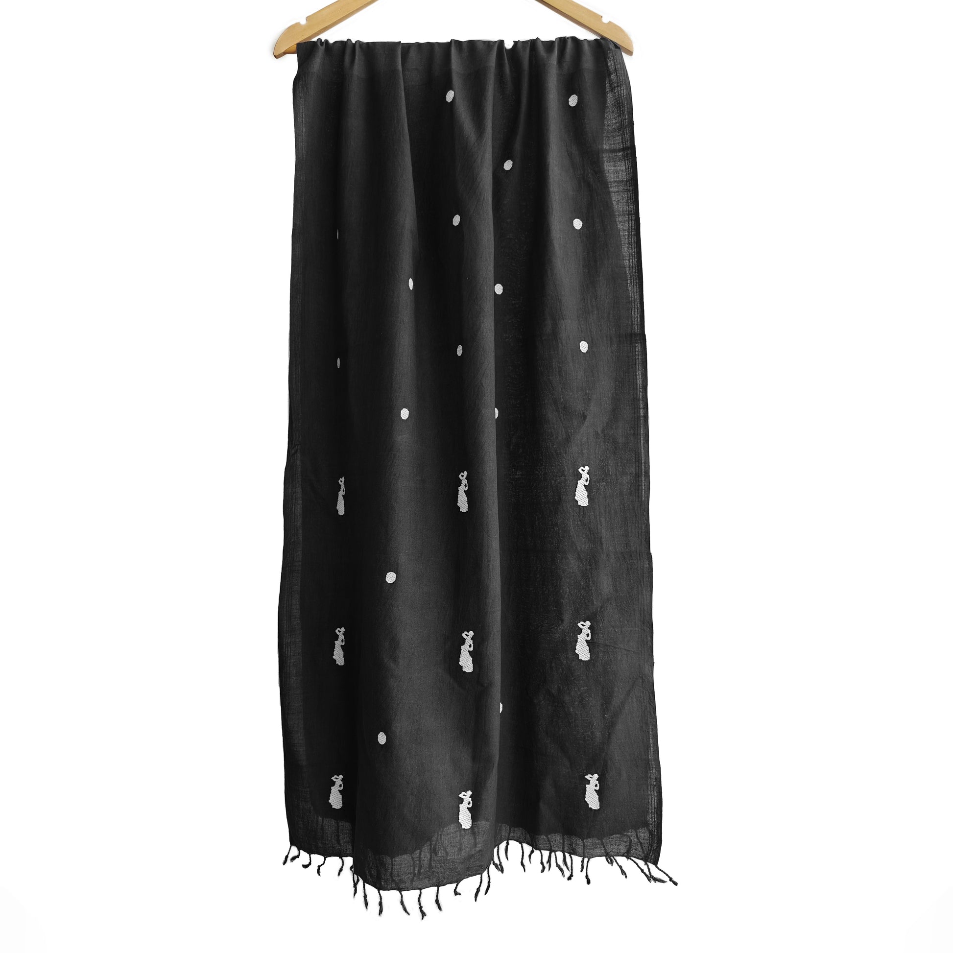 Black Onyx Bihu Pattern Cotton Stole