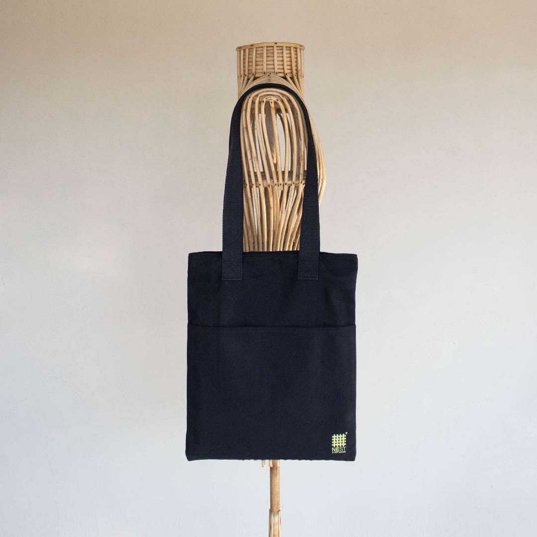 Assam's Iconic Symbols Black Canvas Tote Bag