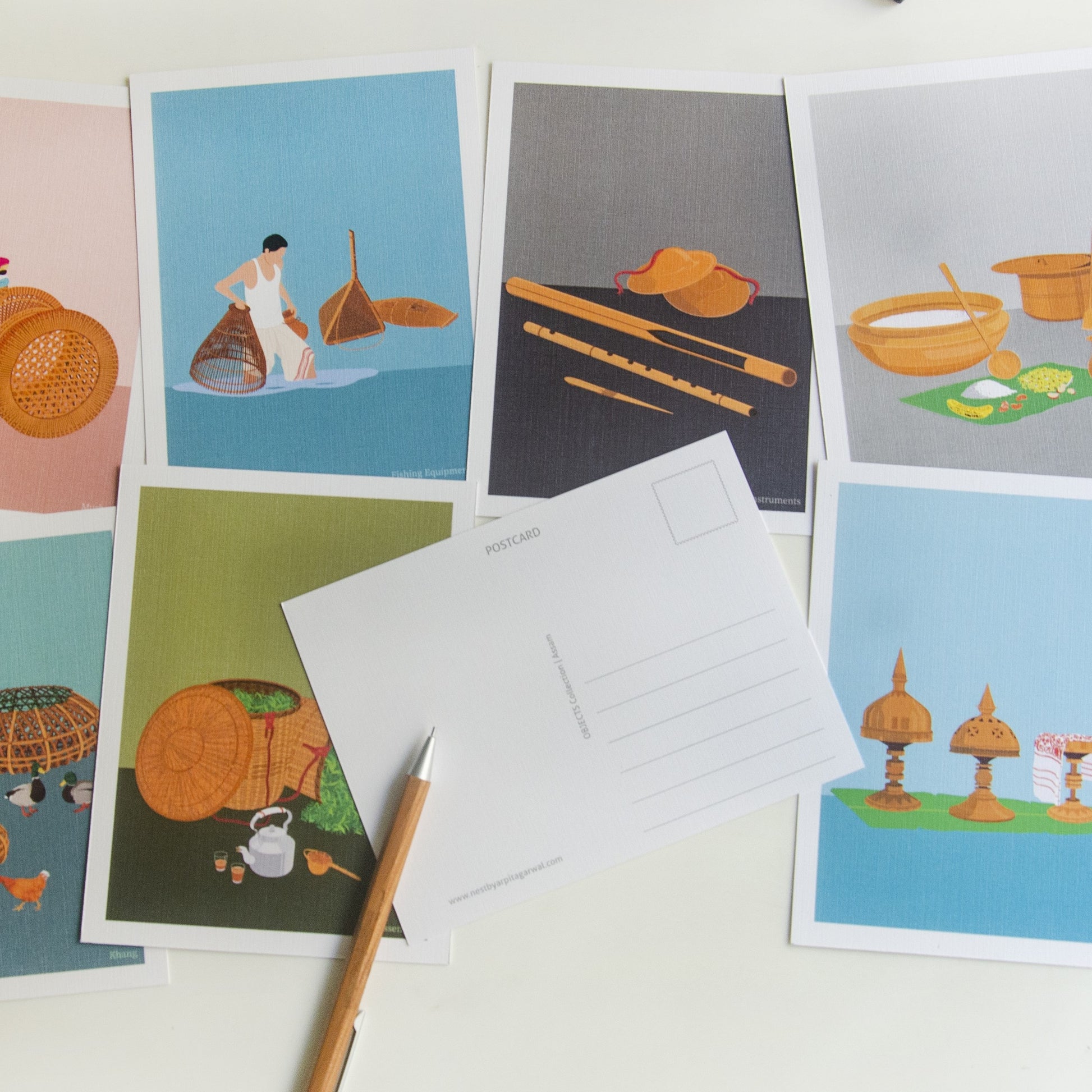 Objects of Assam Collection Postcards - Set of 8