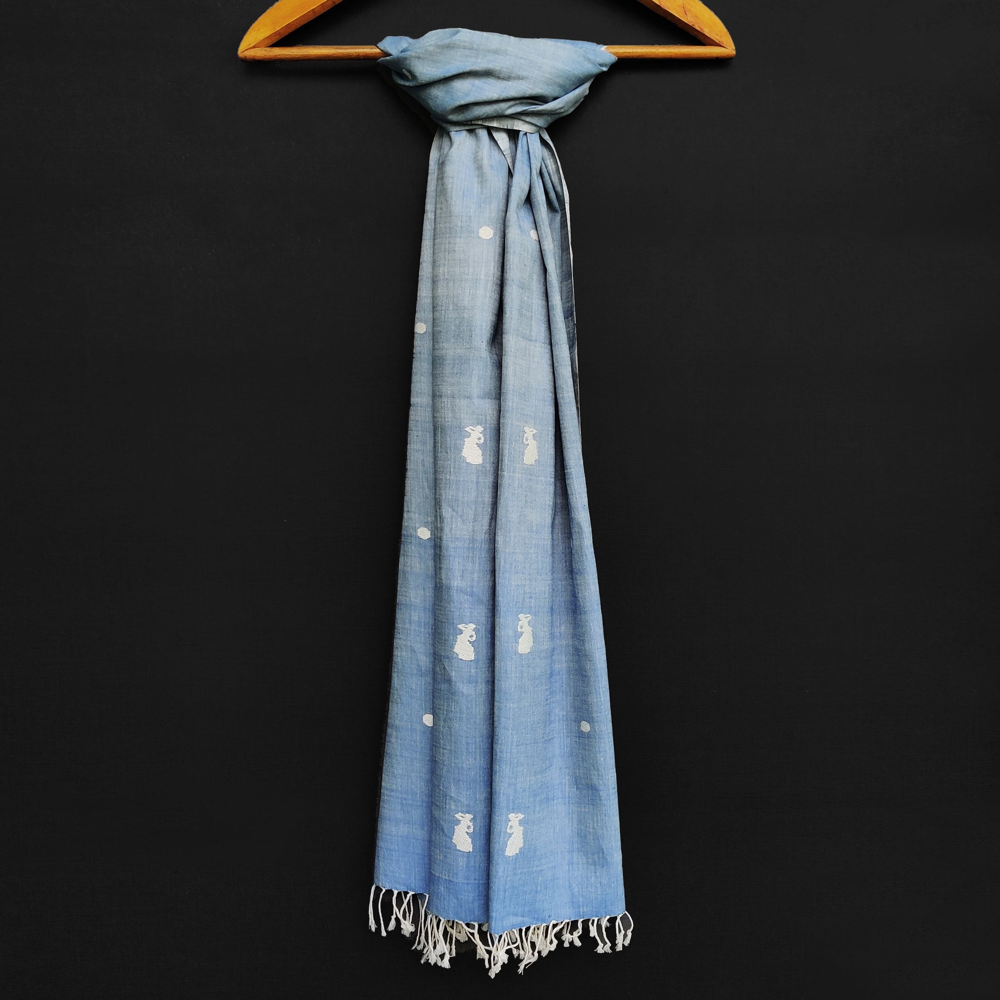 Sky Blue Bihu Pattern Cotton Stole