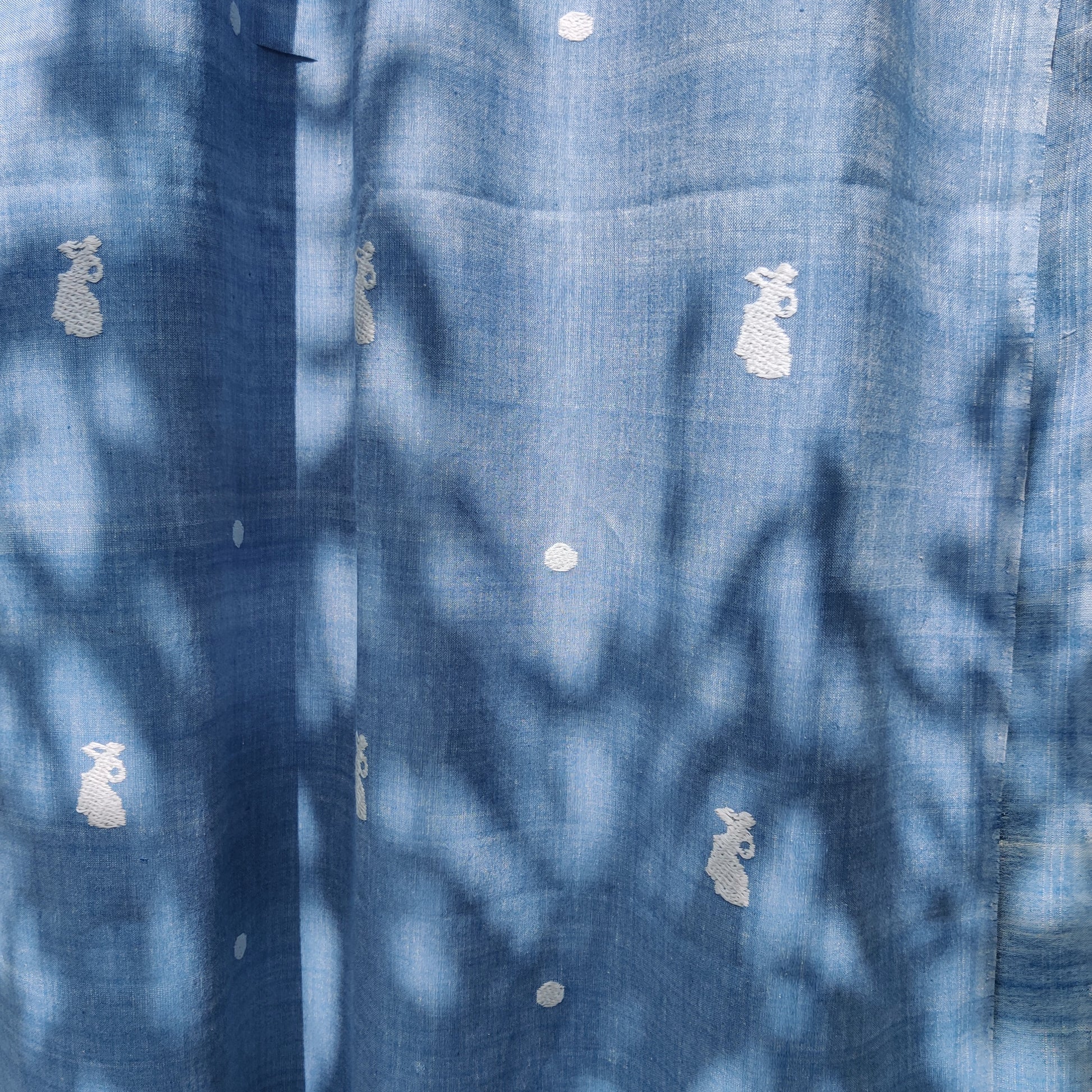 Sky Blue Bihu Pattern Cotton Stole