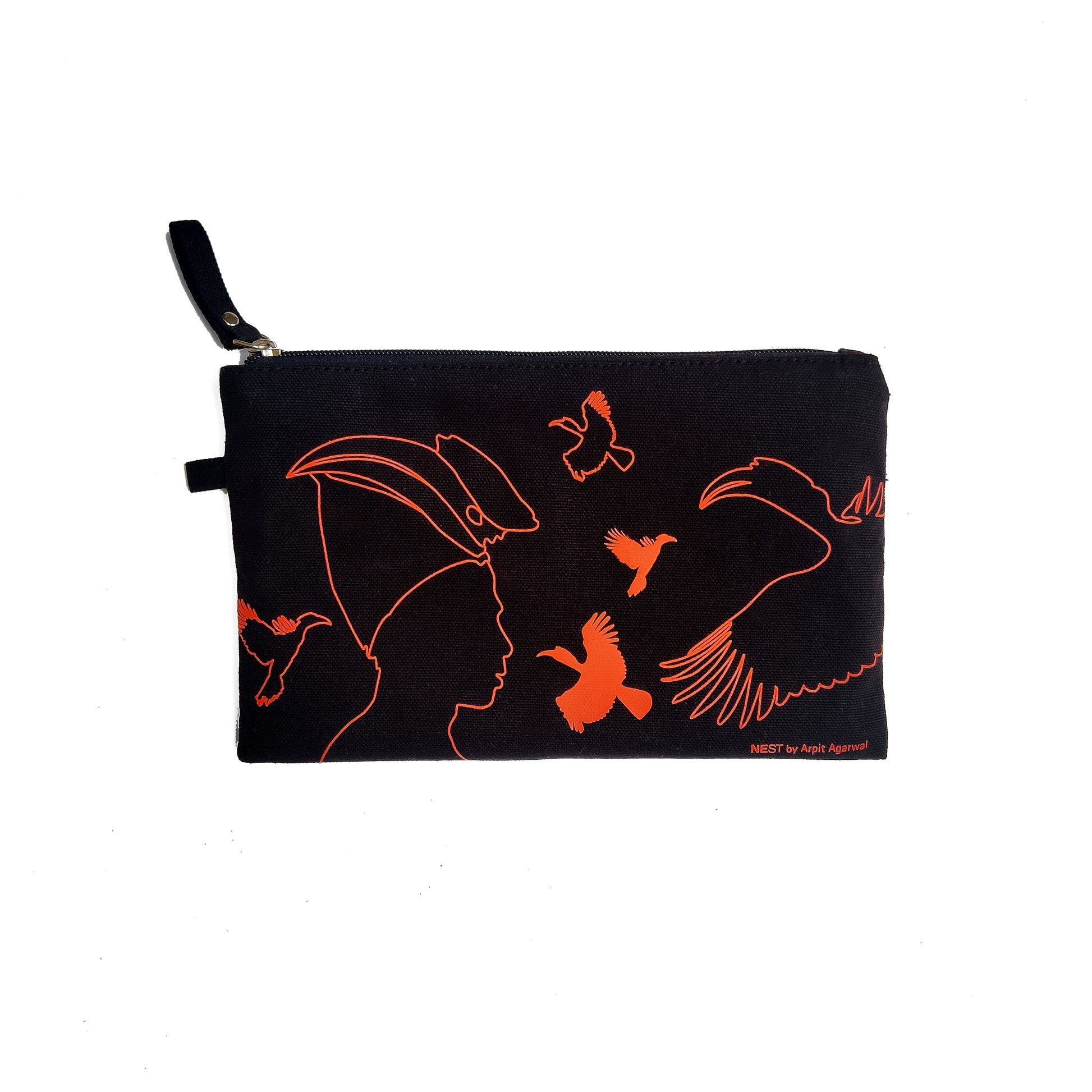Great Hornbill Canvas Utility Pouch - Orange