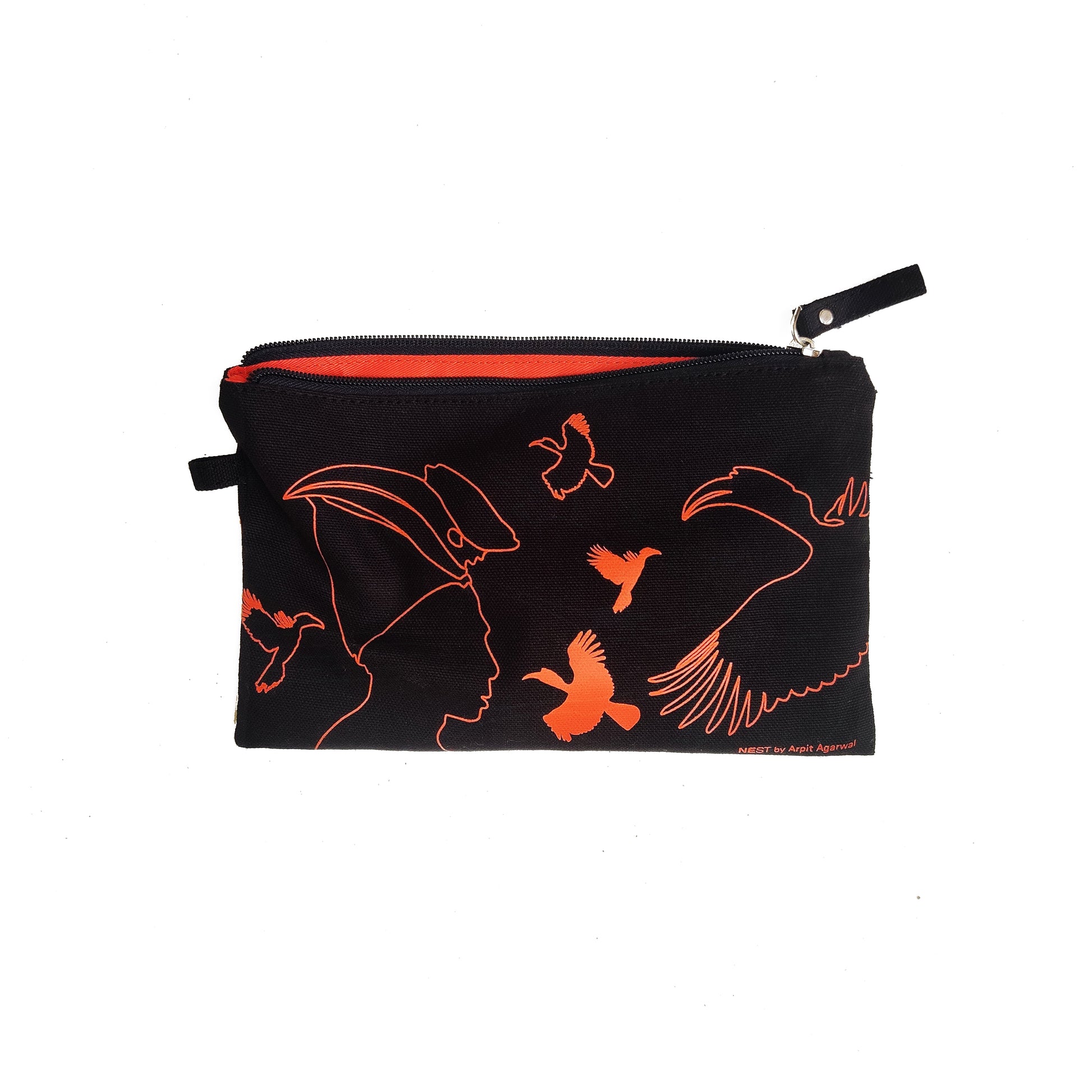 Great Hornbill Canvas Utility Pouch - Orange