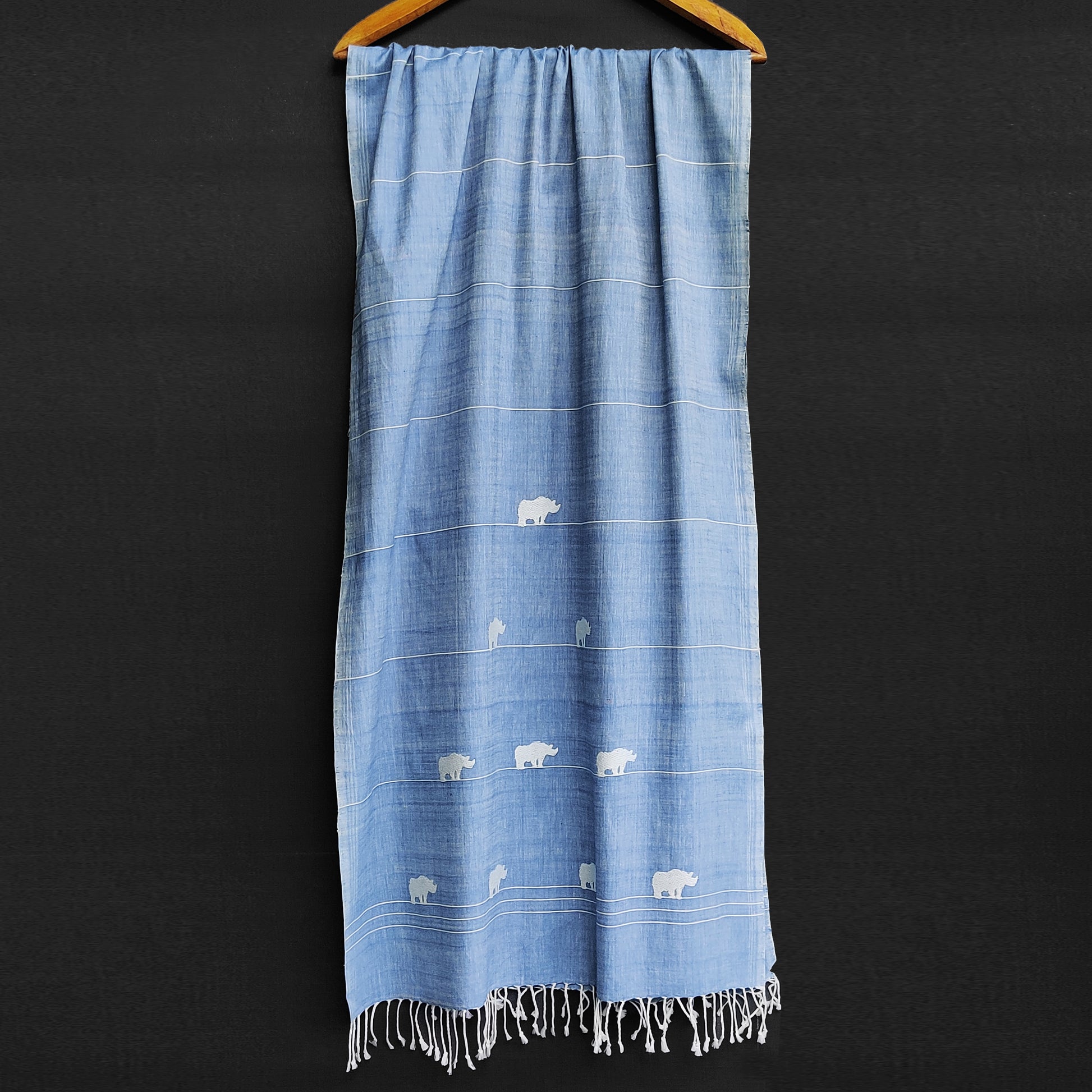 Sky Blue Rhino Pattern Cotton Stole