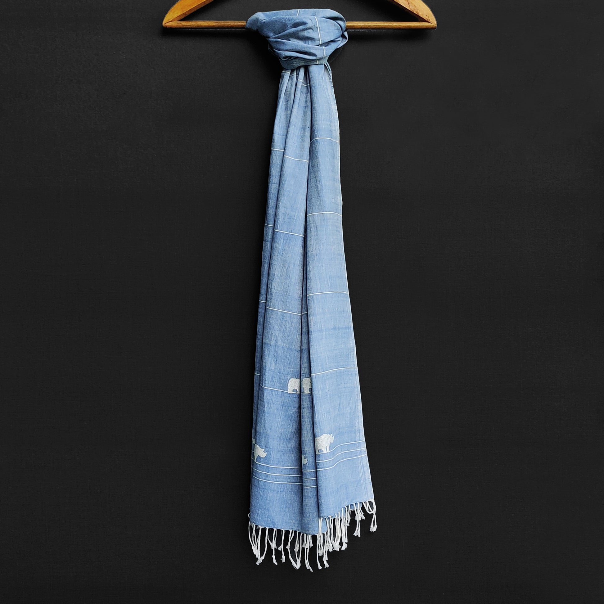 Sky Blue Rhino Pattern Cotton Stole