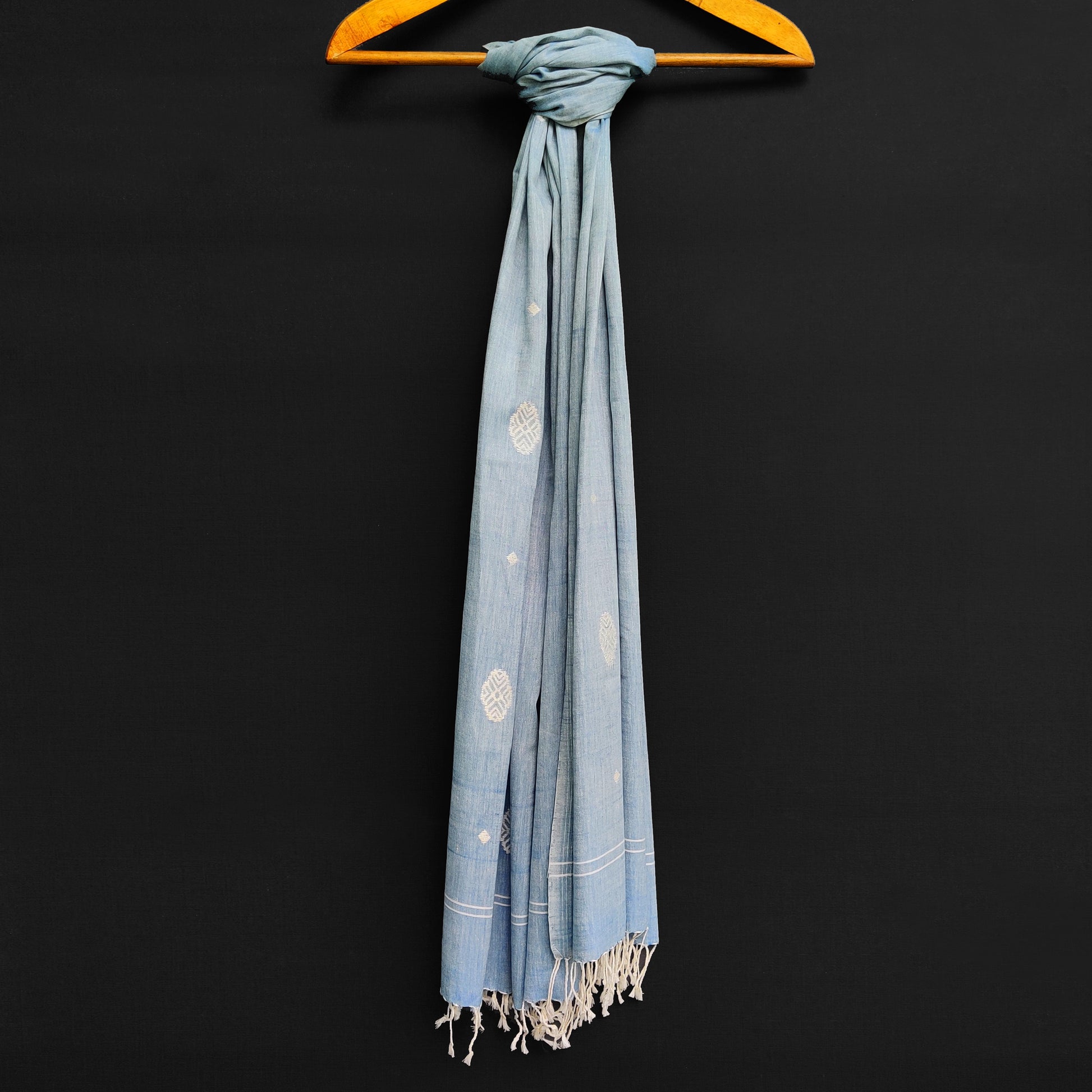 Sky Blue Phoolam Pattern Cotton Stole