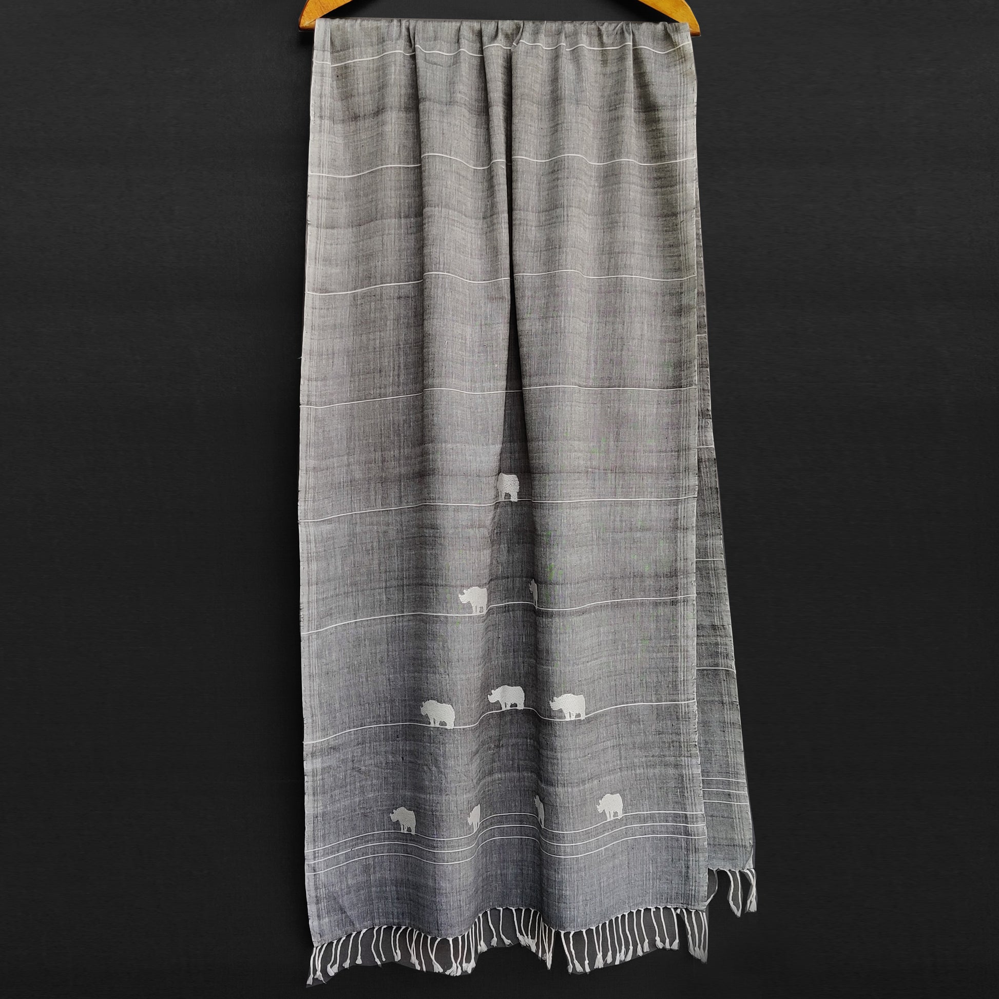 Melange Grey Rhino Pattern Cotton Stole