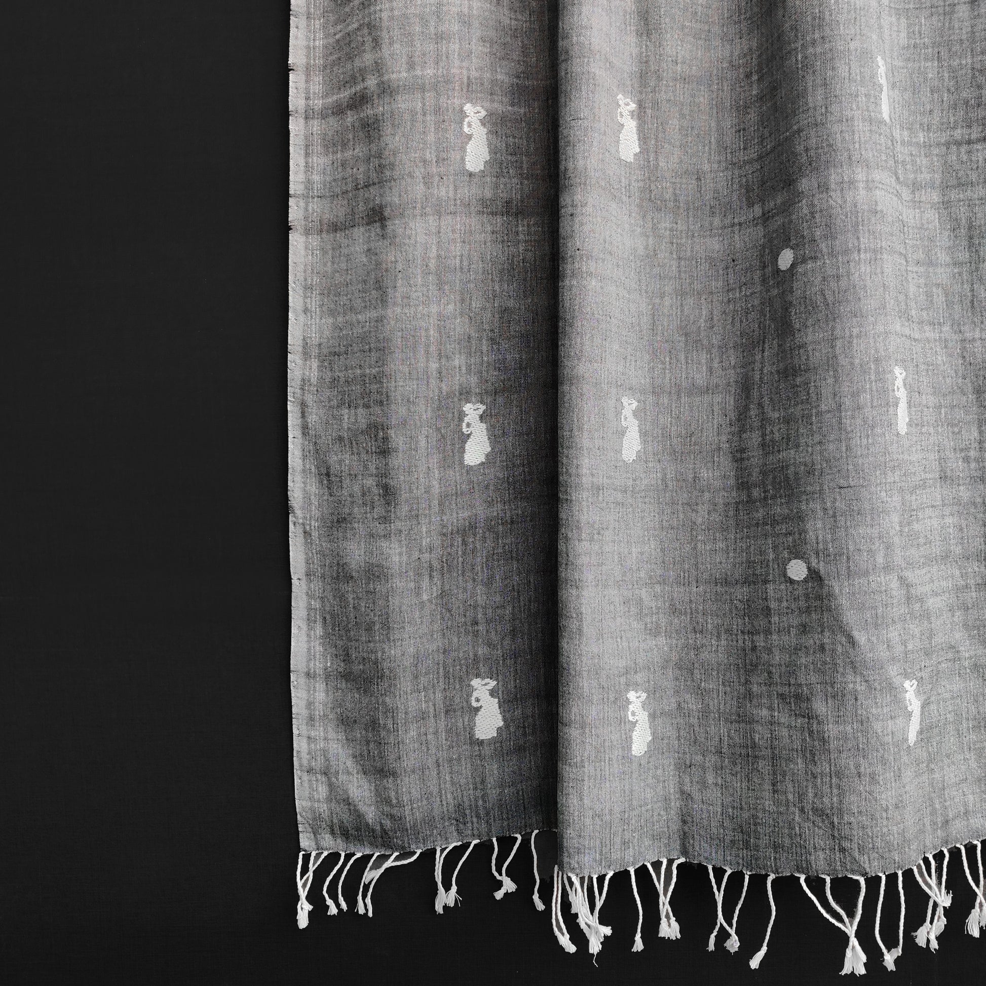 Melange Grey Bihu Pattern Cotton Stole