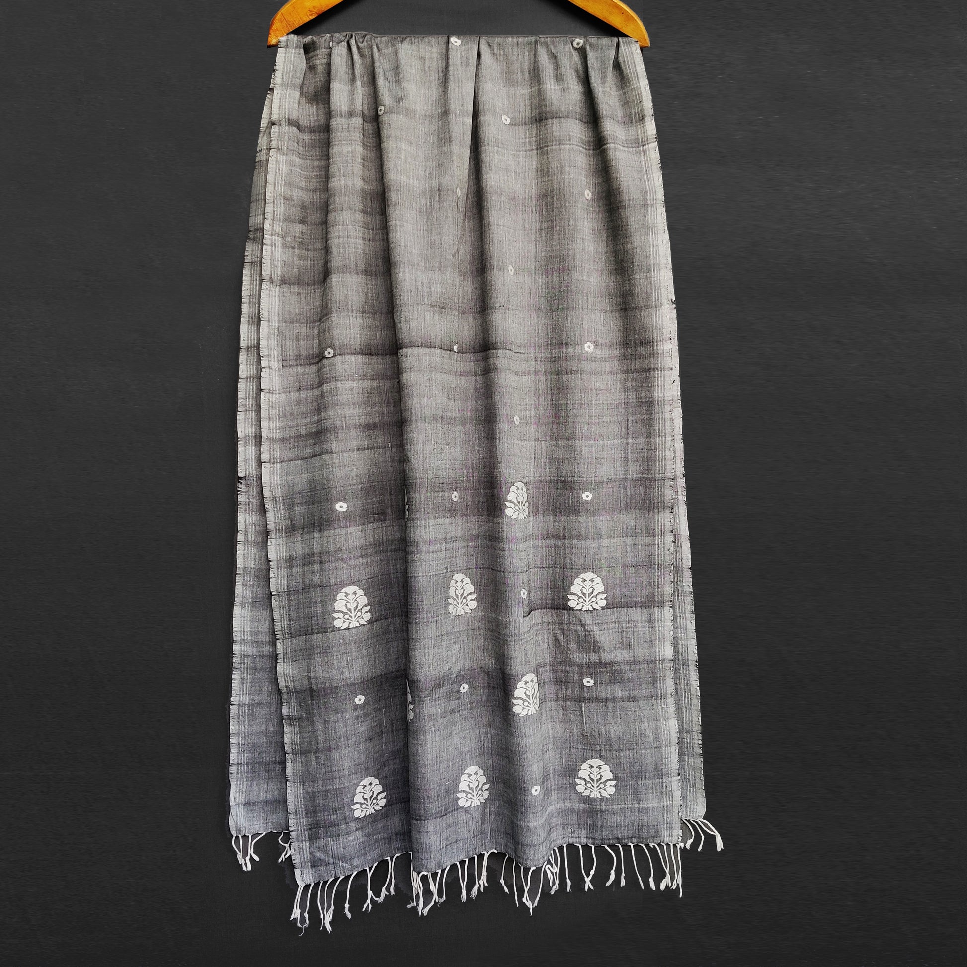 Melange Grey Ranghar Pattern Cotton Stole