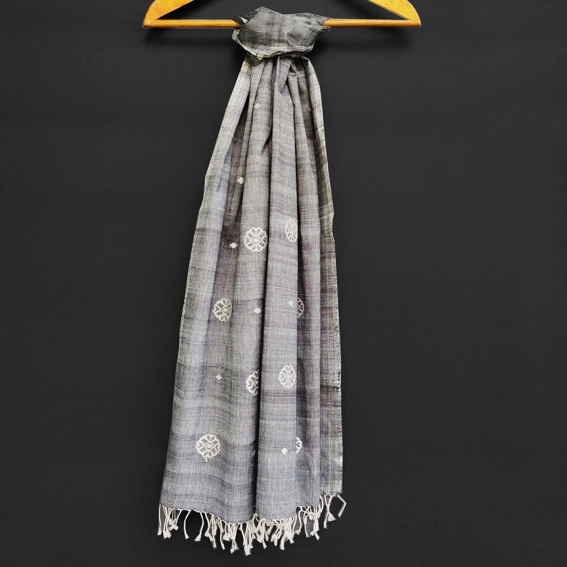 Melange Grey Xopun Pattern Cotton Stole