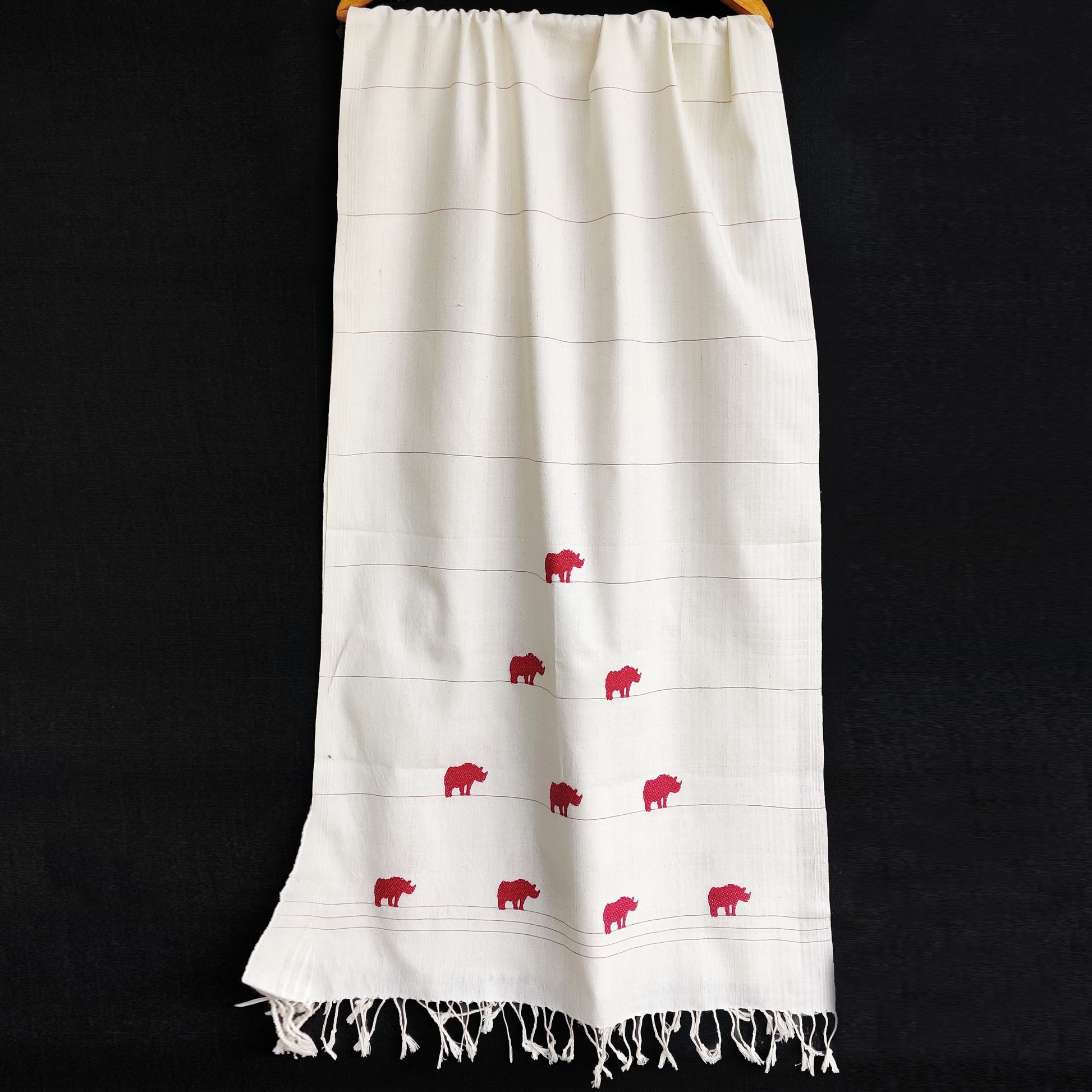 Pearl White Rhino Pattern Cotton Stole