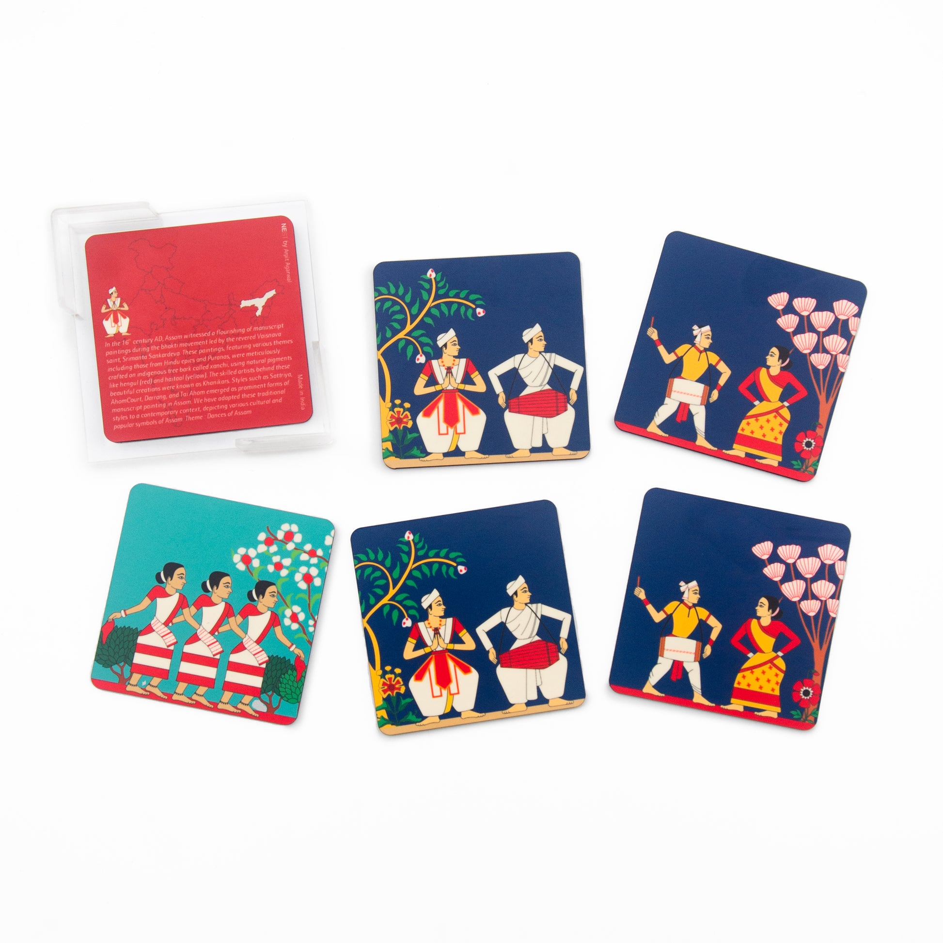 Chitra Katha Collection Coasters - Dances of Assam - Set of Six