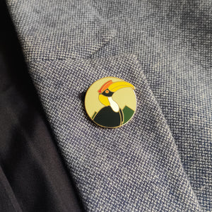 Nagaland Hornbill Lapel Pin - Olive