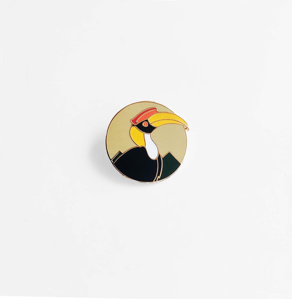 Nagaland Hornbill Lapel Pin - Olive