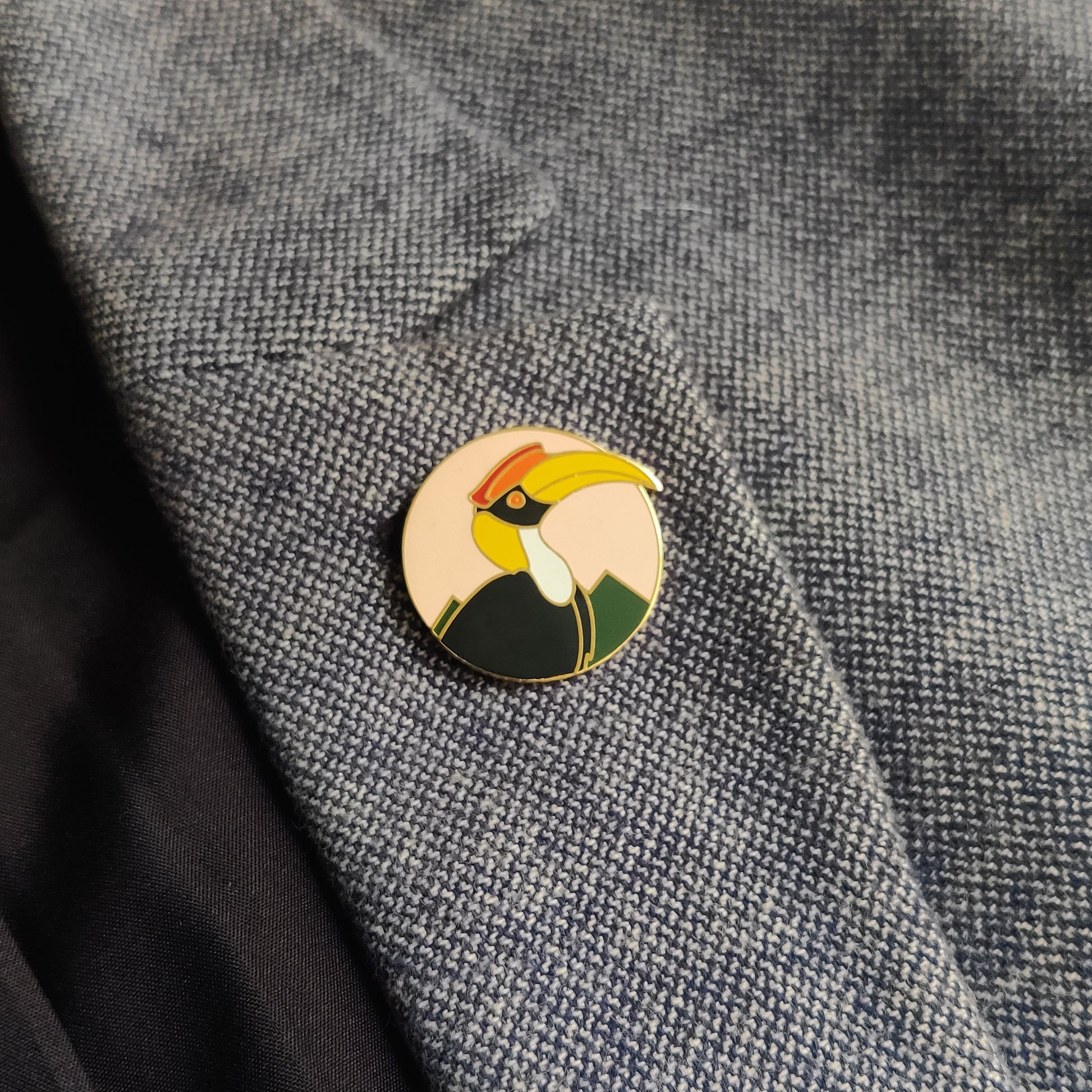 Nagaland Hornbill Lapel Pin - Peach