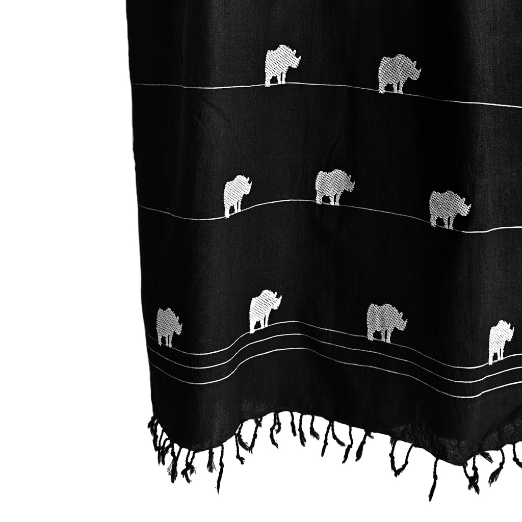 Onyx Black Rhino Pattern Cotton Stole