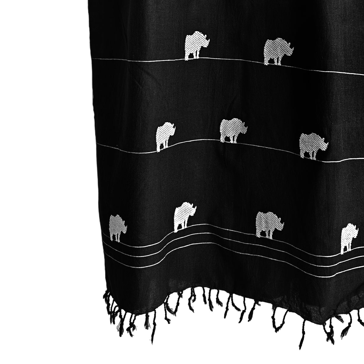 Onyx Black Rhino Pattern Cotton Stole