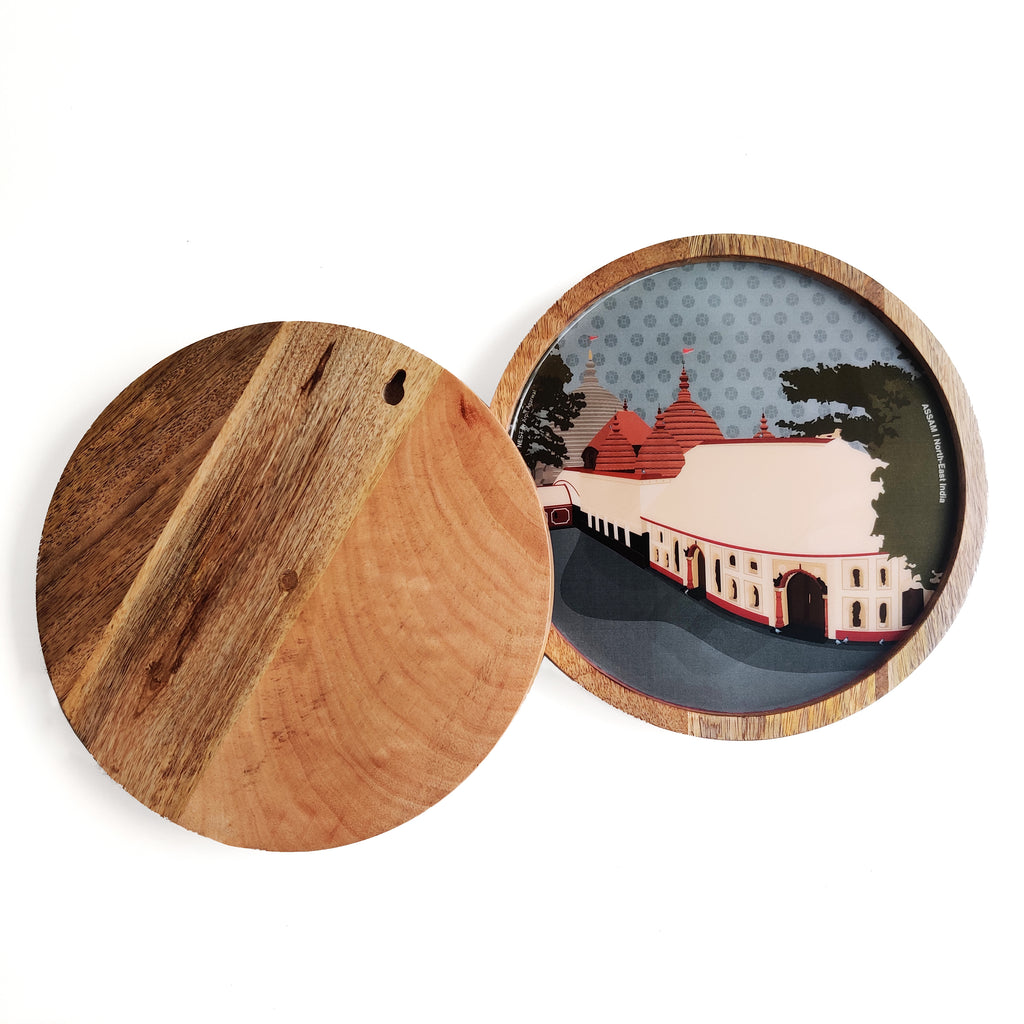 Kamakhya Temple of Assam Wooden Wall Decor Plate