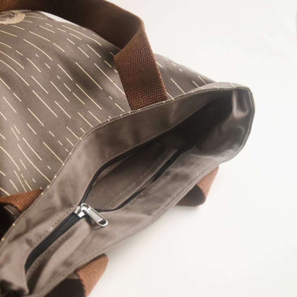 Meghalaya's Knup Fawn Canvas with Beige Print Tote Bag