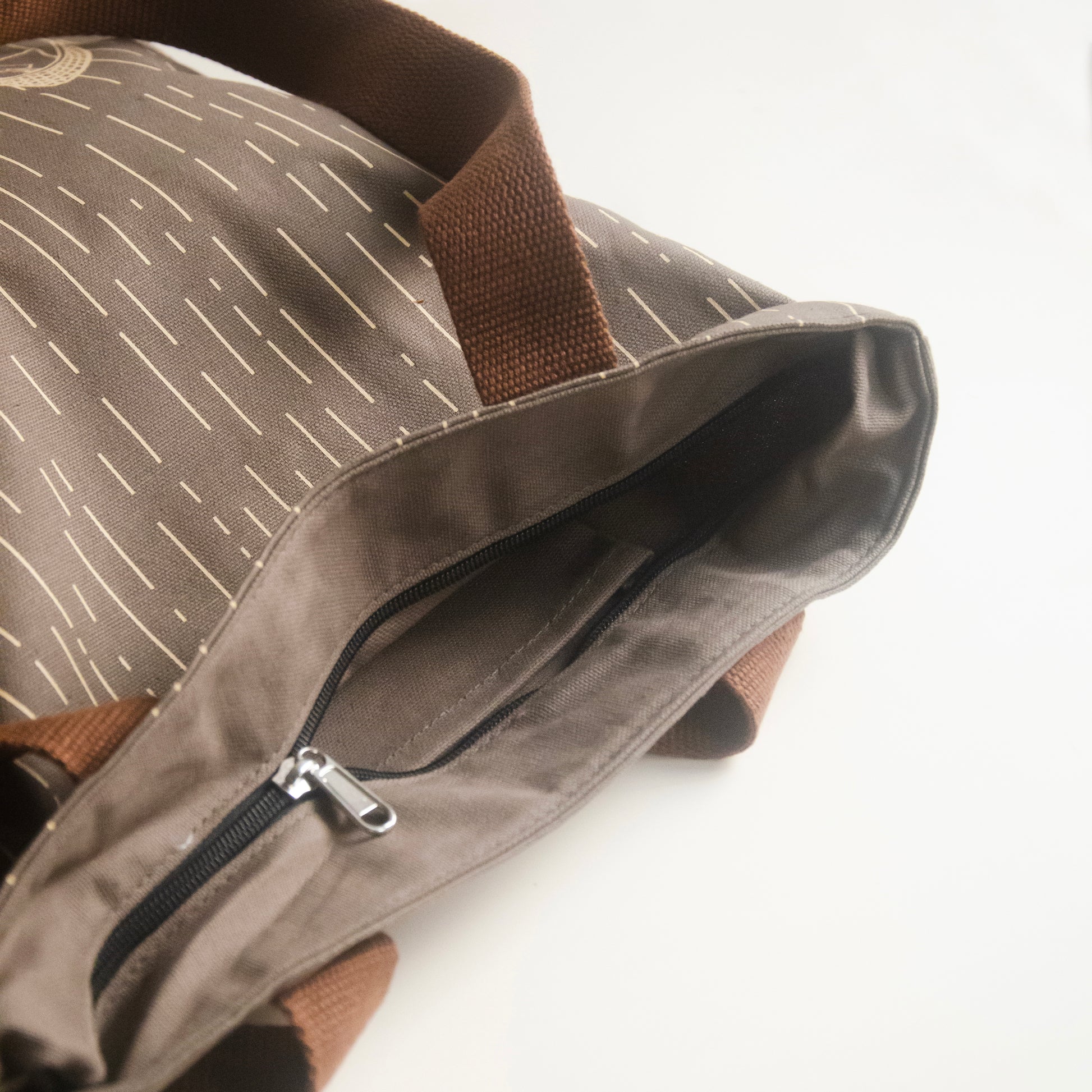 Meghalaya's Knup Fawn Canvas with Beige Print Tote Bag