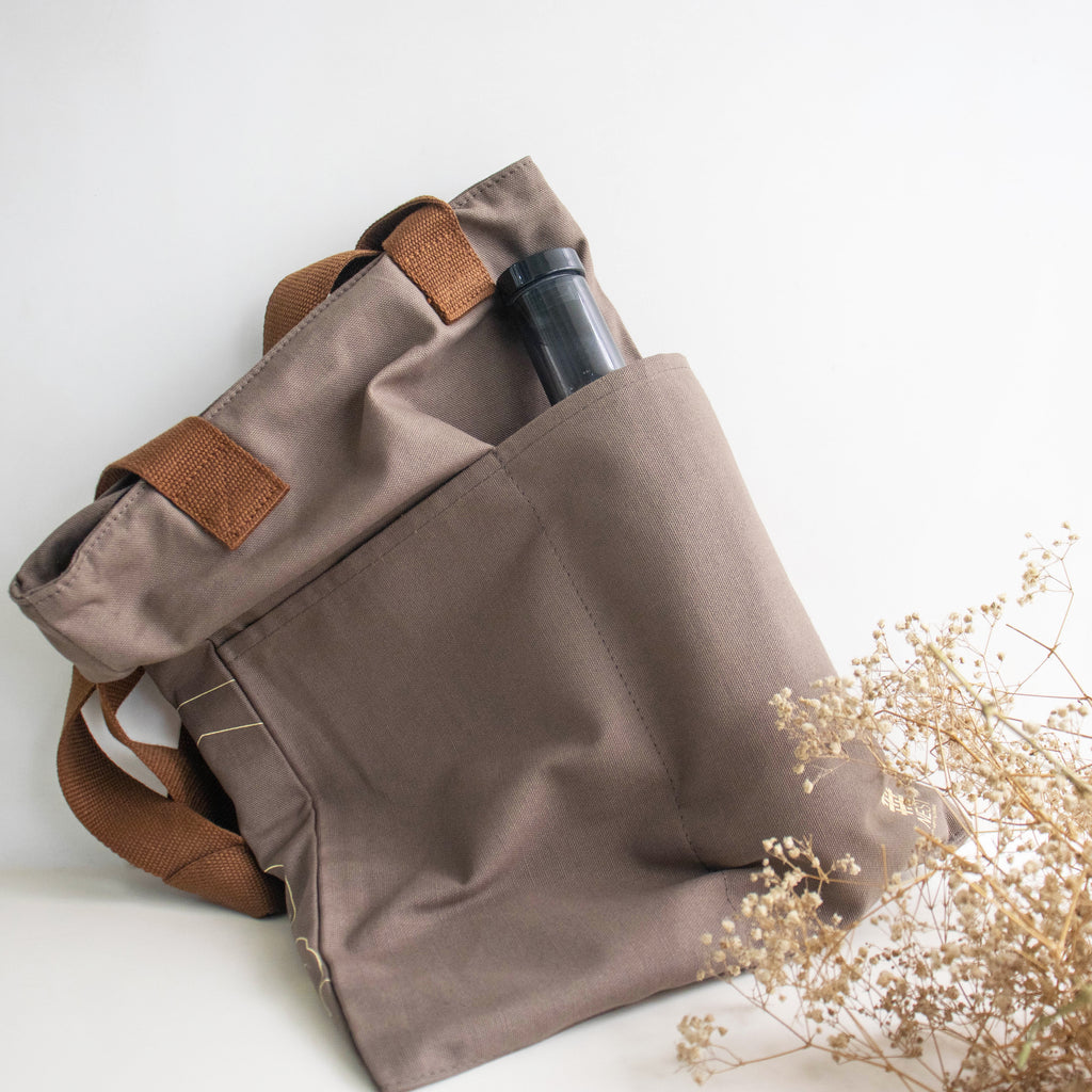 Meghalaya's Knup Fawn Canvas with Beige Print Tote Bag