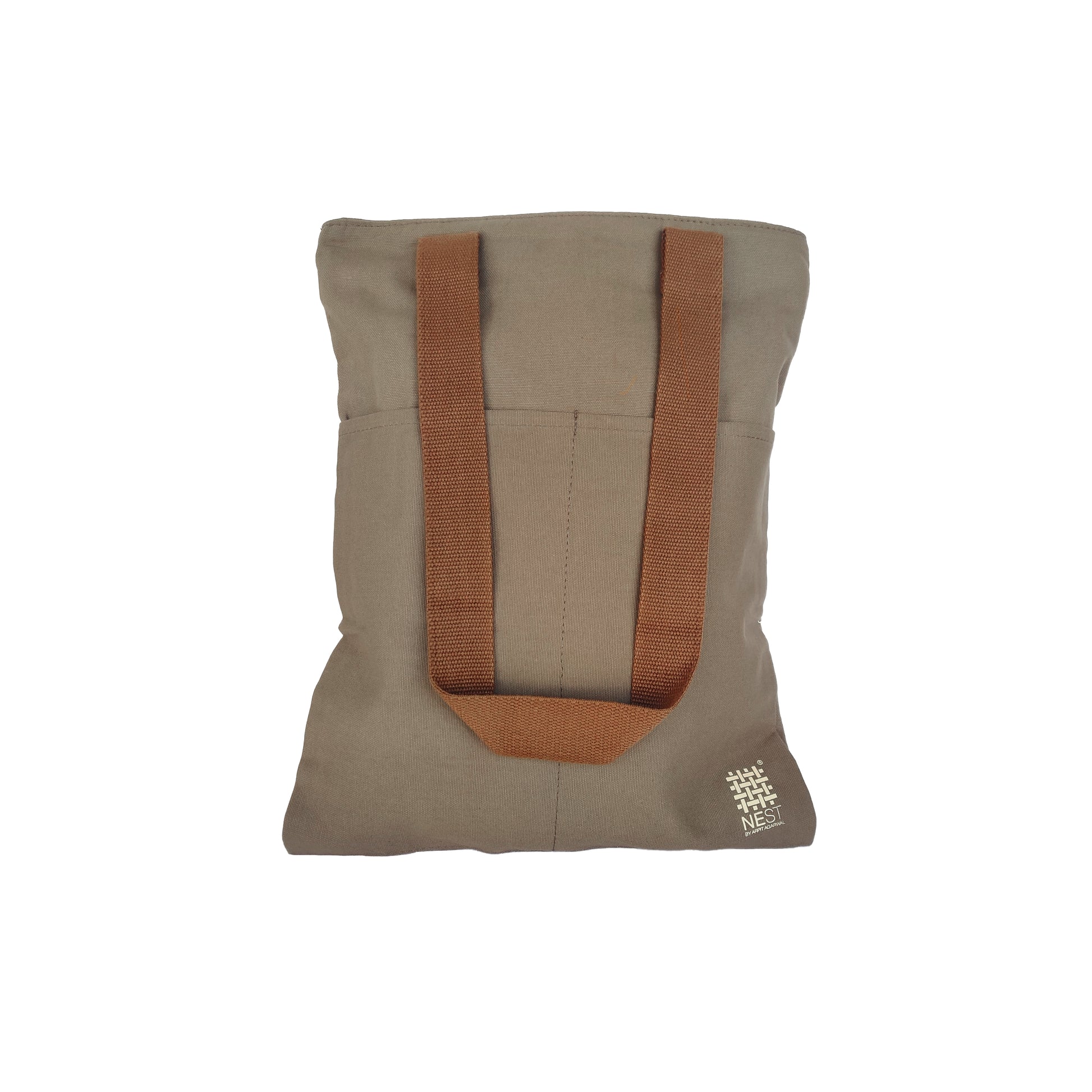 Meghalaya's Knup Fawn Canvas with Beige Print Tote Bag