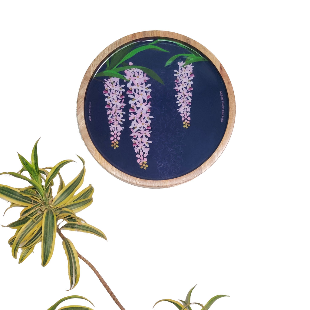 Foxtail Orchid of Assam Wooden Wall Decor Plate