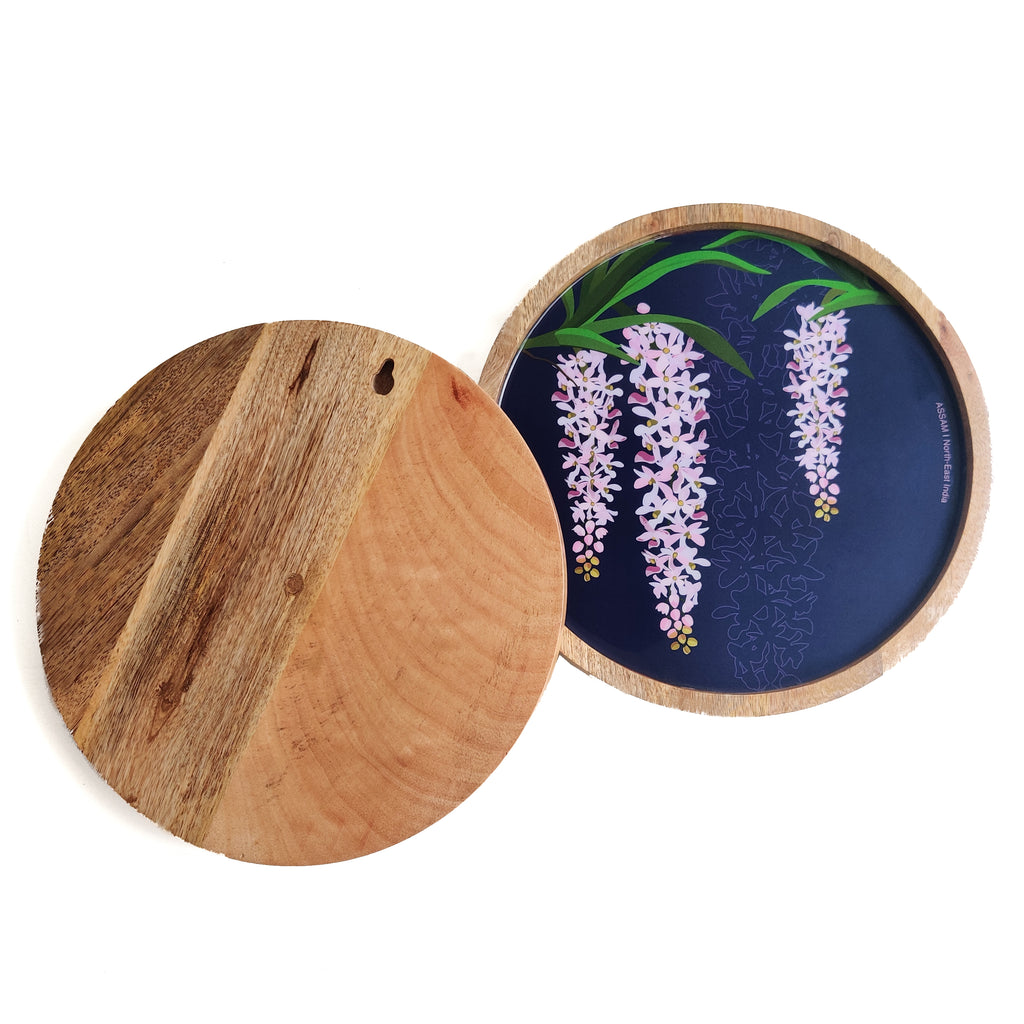 Foxtail Orchid of Assam Wooden Wall Decor Plate