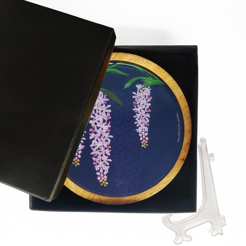 Foxtail Orchid of Assam Wooden Wall Decor Plate