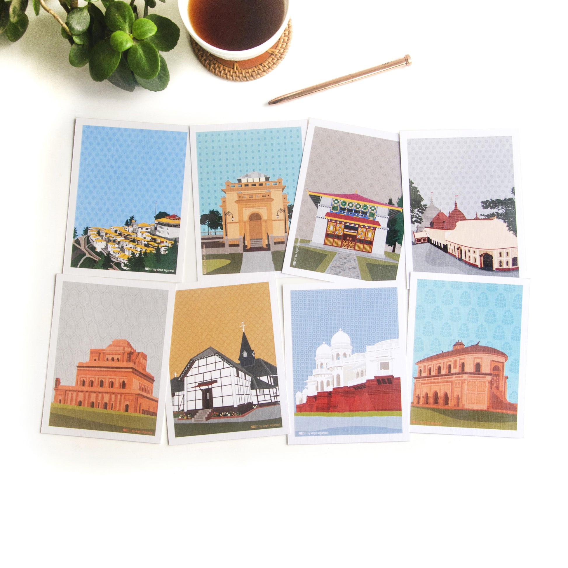 North-East Monument Collection Postcards - Set of 8