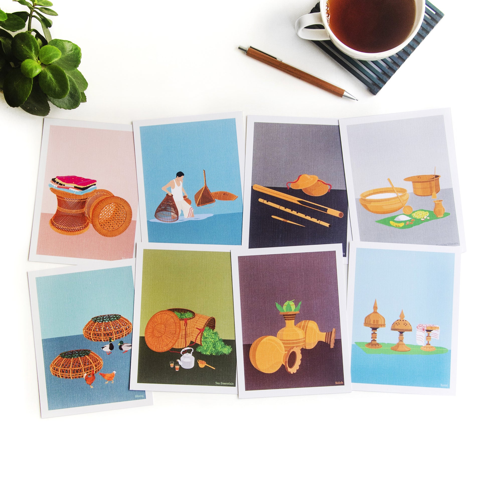 Objects of Assam Collection Postcards - Set of 8