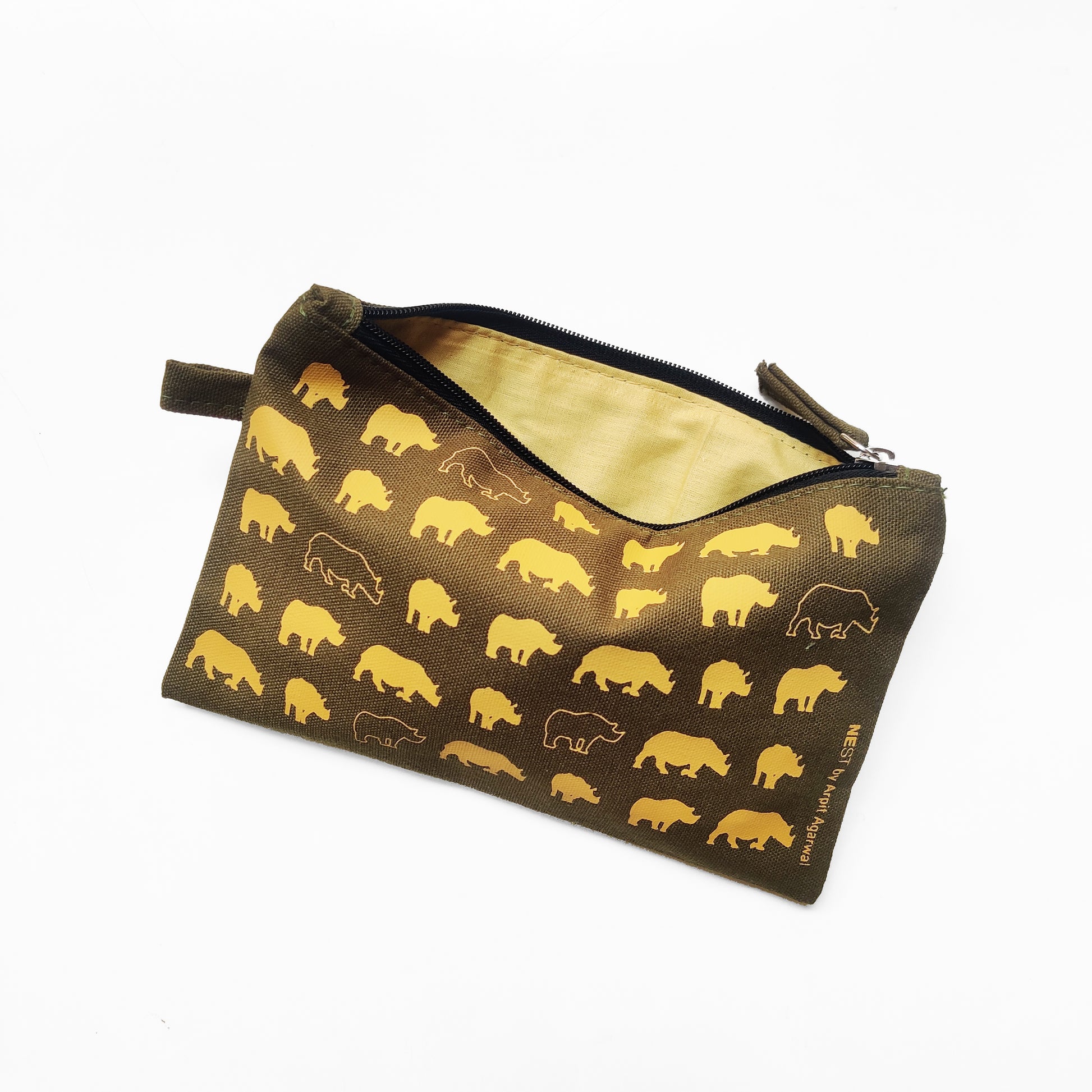 Assam Rhino Canvas Utility Pouch - Olive