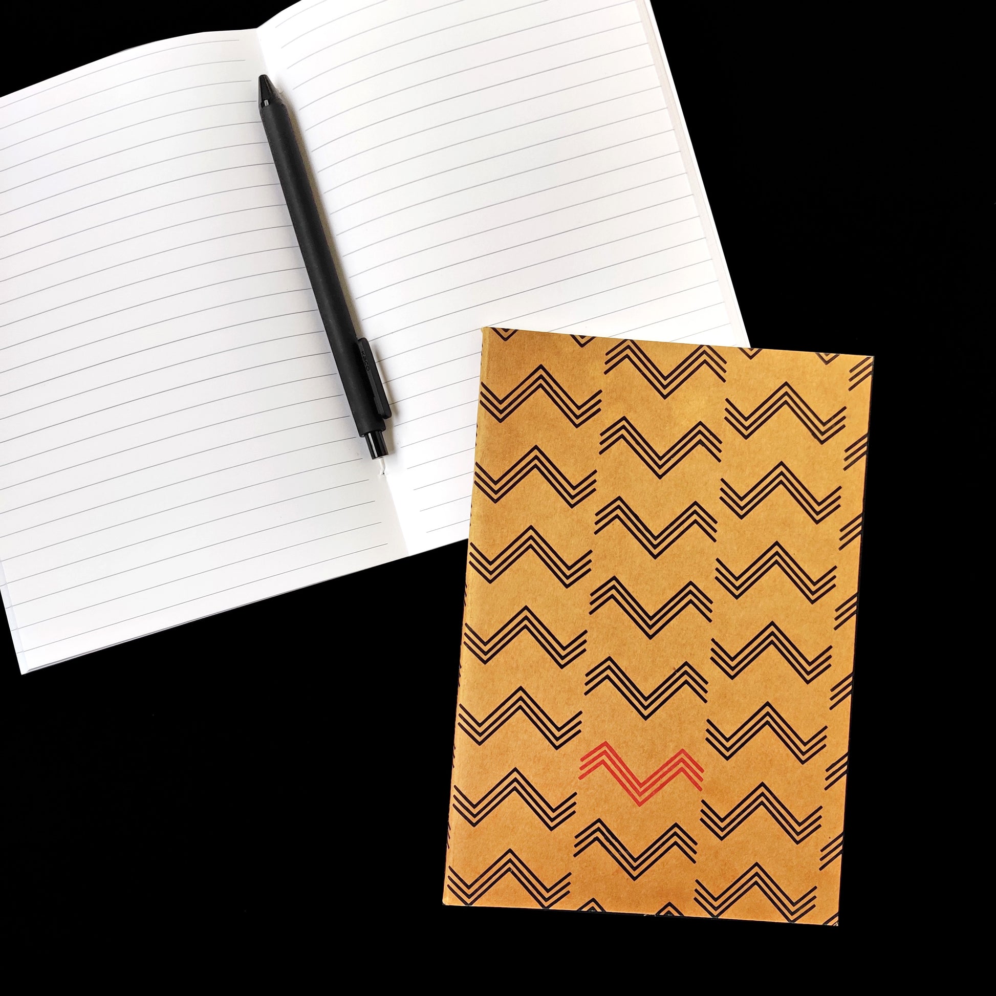 Konyak Red Pattern Notebook - RULED