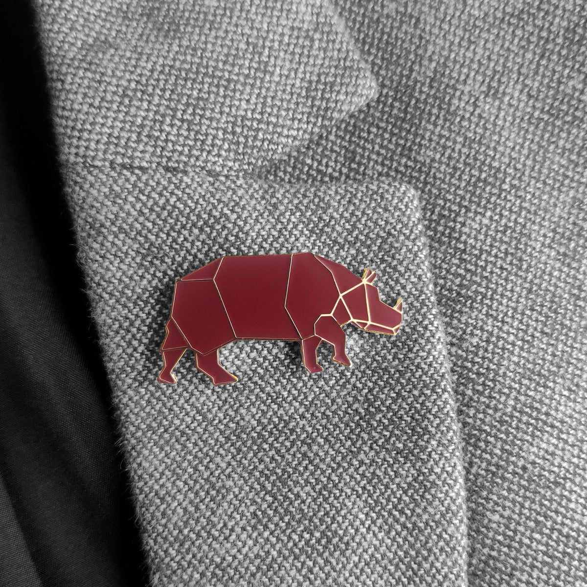 Assam Rhino Lapel Pin - Maroon - NEST by Arpit Agarwal