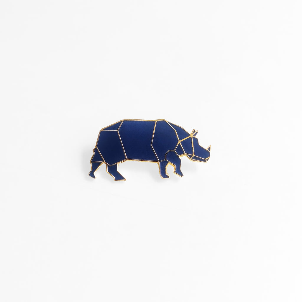Assam Rhino Lapel Pin - Blue
