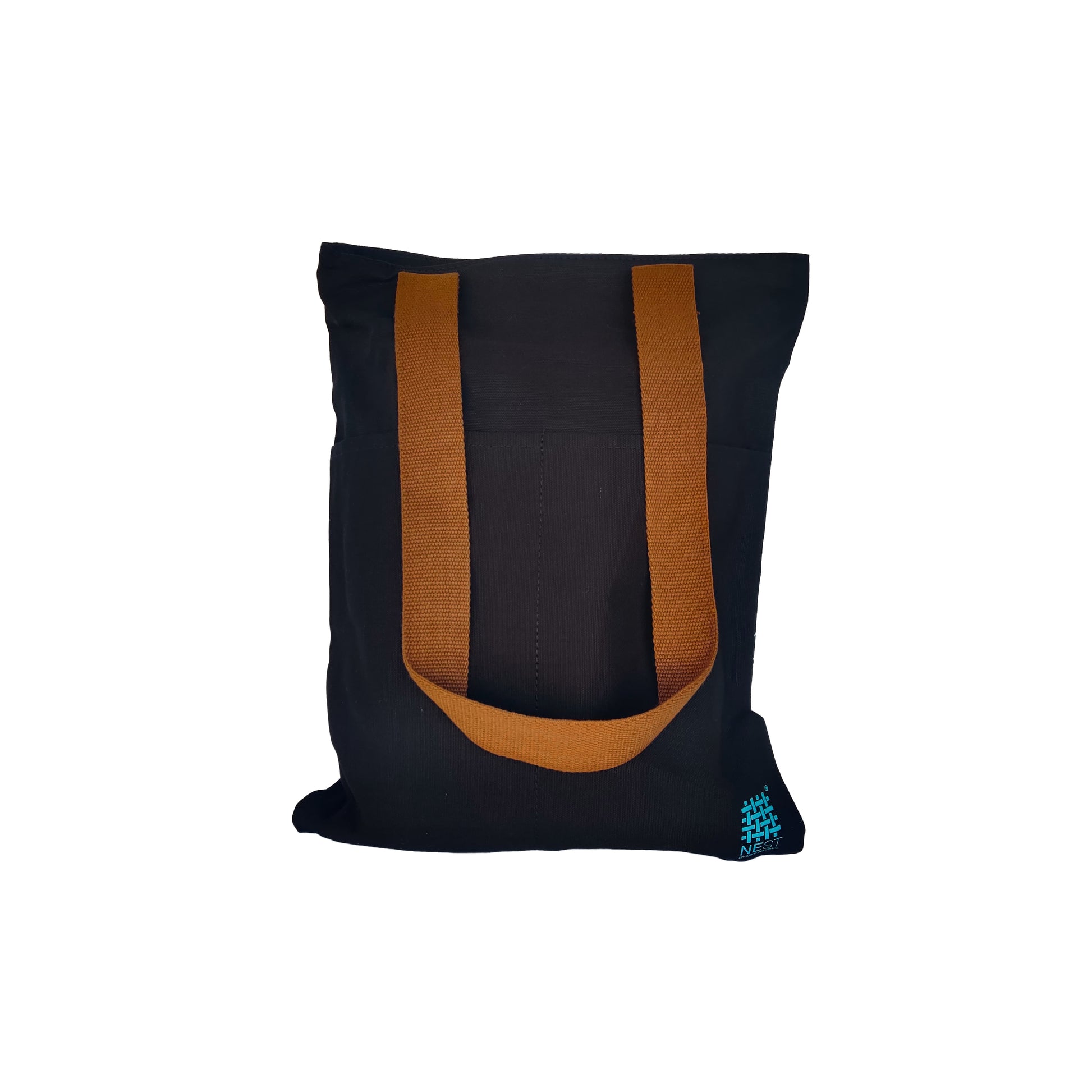 Meghalaya's Knup Navy Blue Canvas with Sky Blue Print Tote Bag