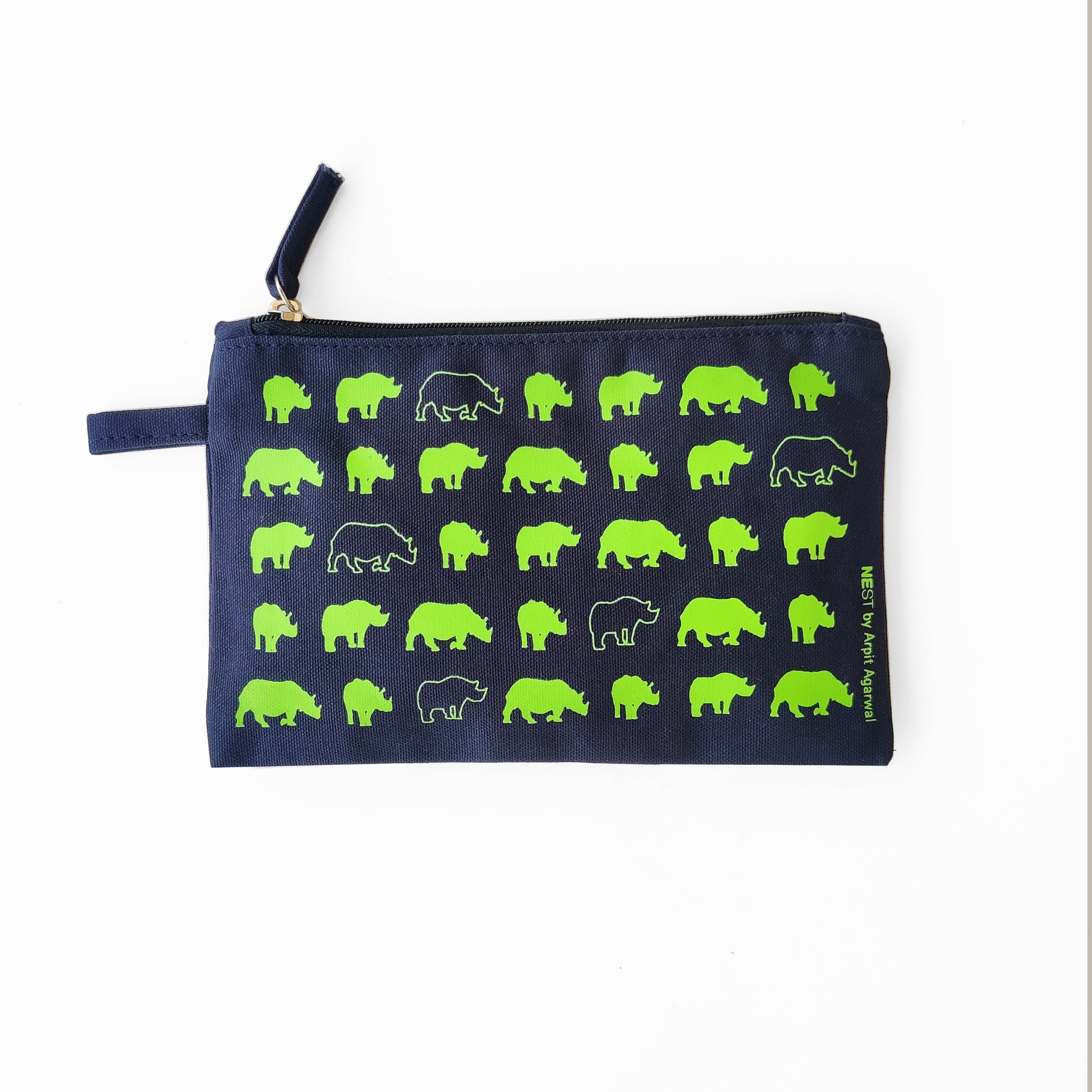 Assam Rhino Canvas Utility Pouch - Navy