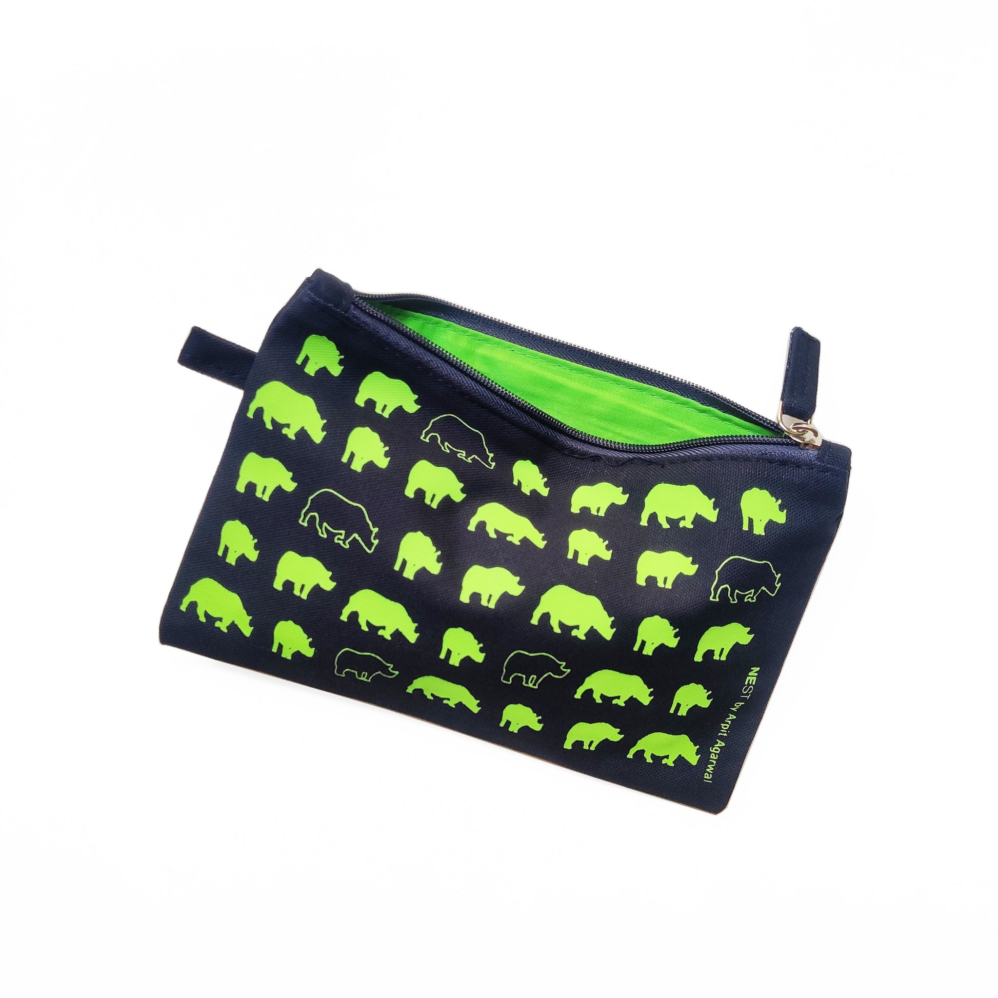Assam Rhino Canvas Utility Pouch - Navy
