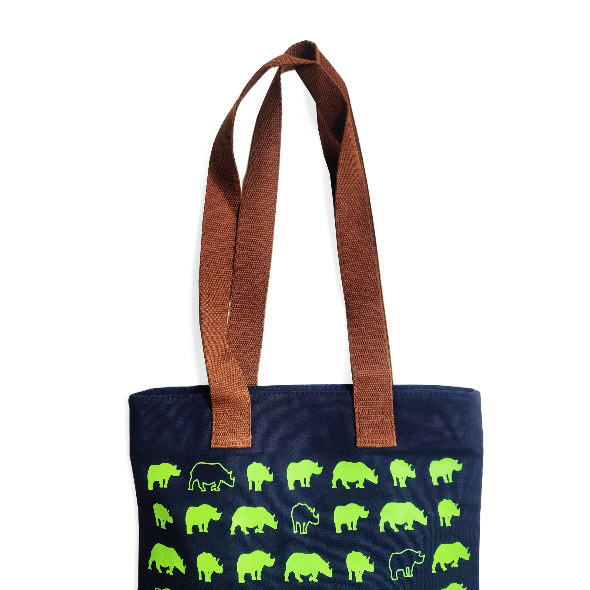 Assam Rhino Navy Blue Canvas Tote Bag - NEST by Arpit Agarwal